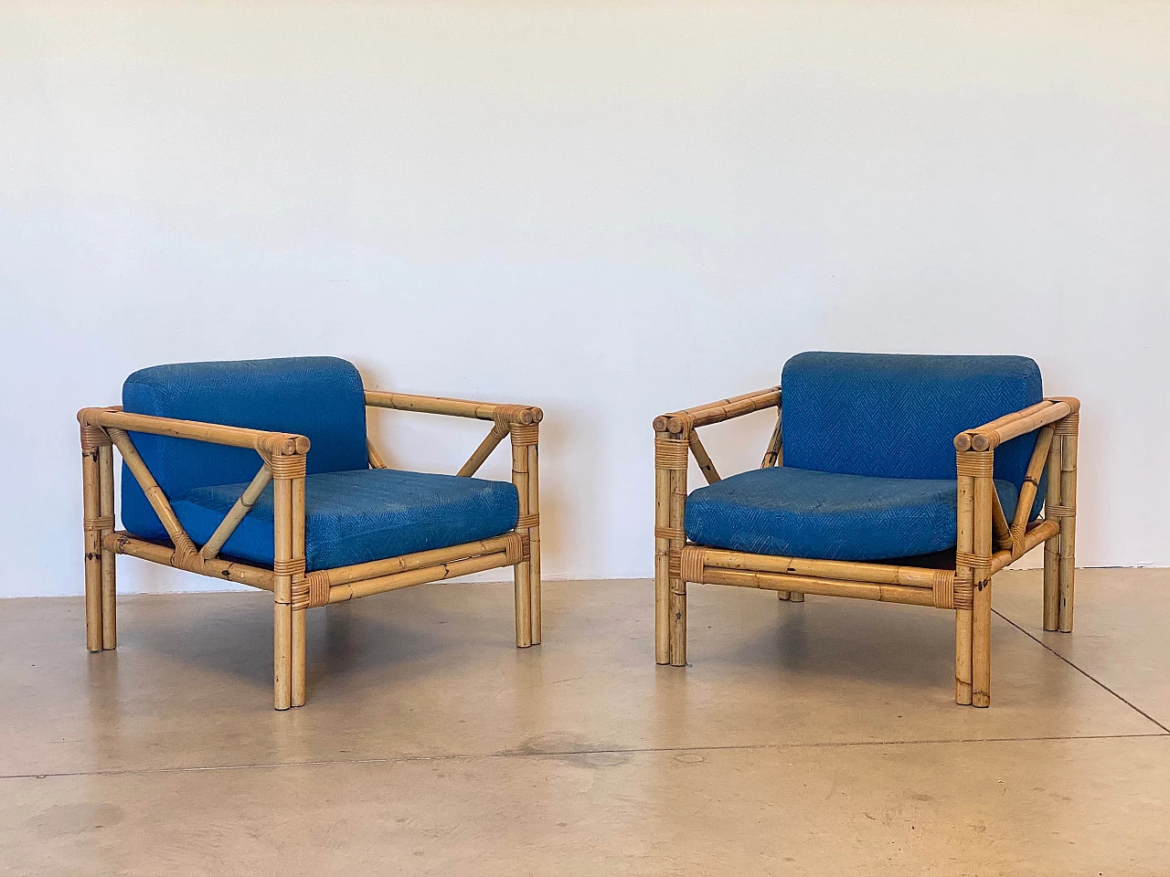 Pair of bamboo armchairs, 1970s 7