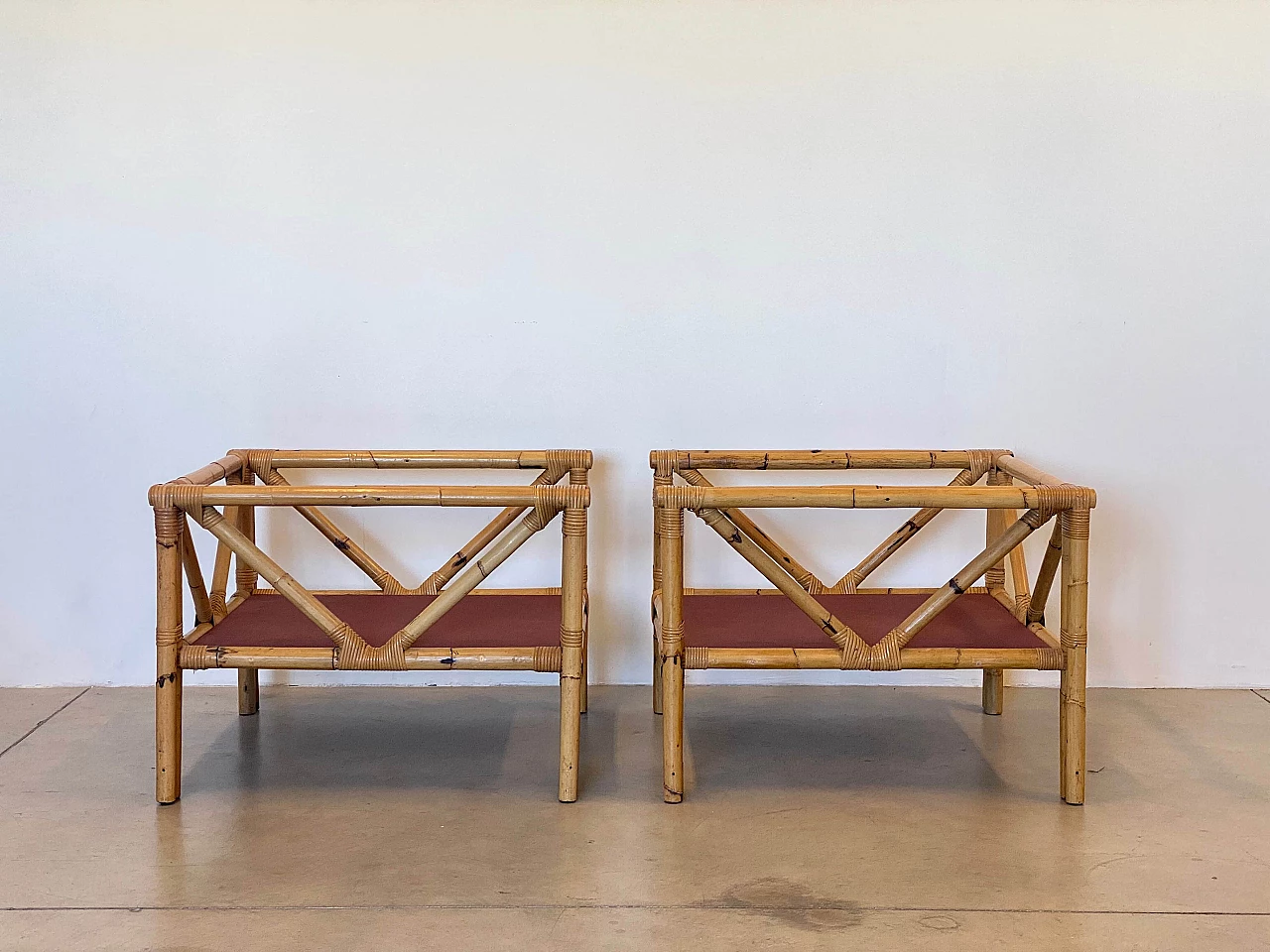 Pair of bamboo armchairs, 1970s 9