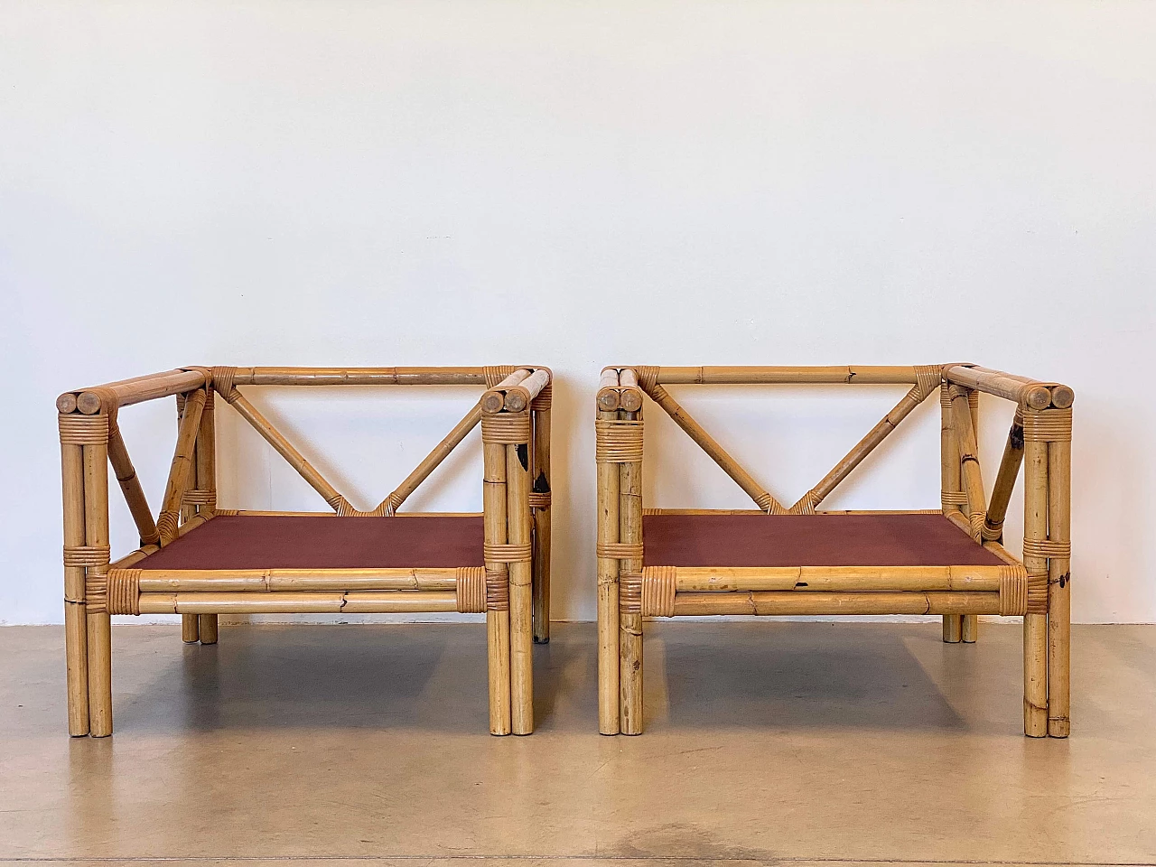 Pair of bamboo armchairs, 1970s 12