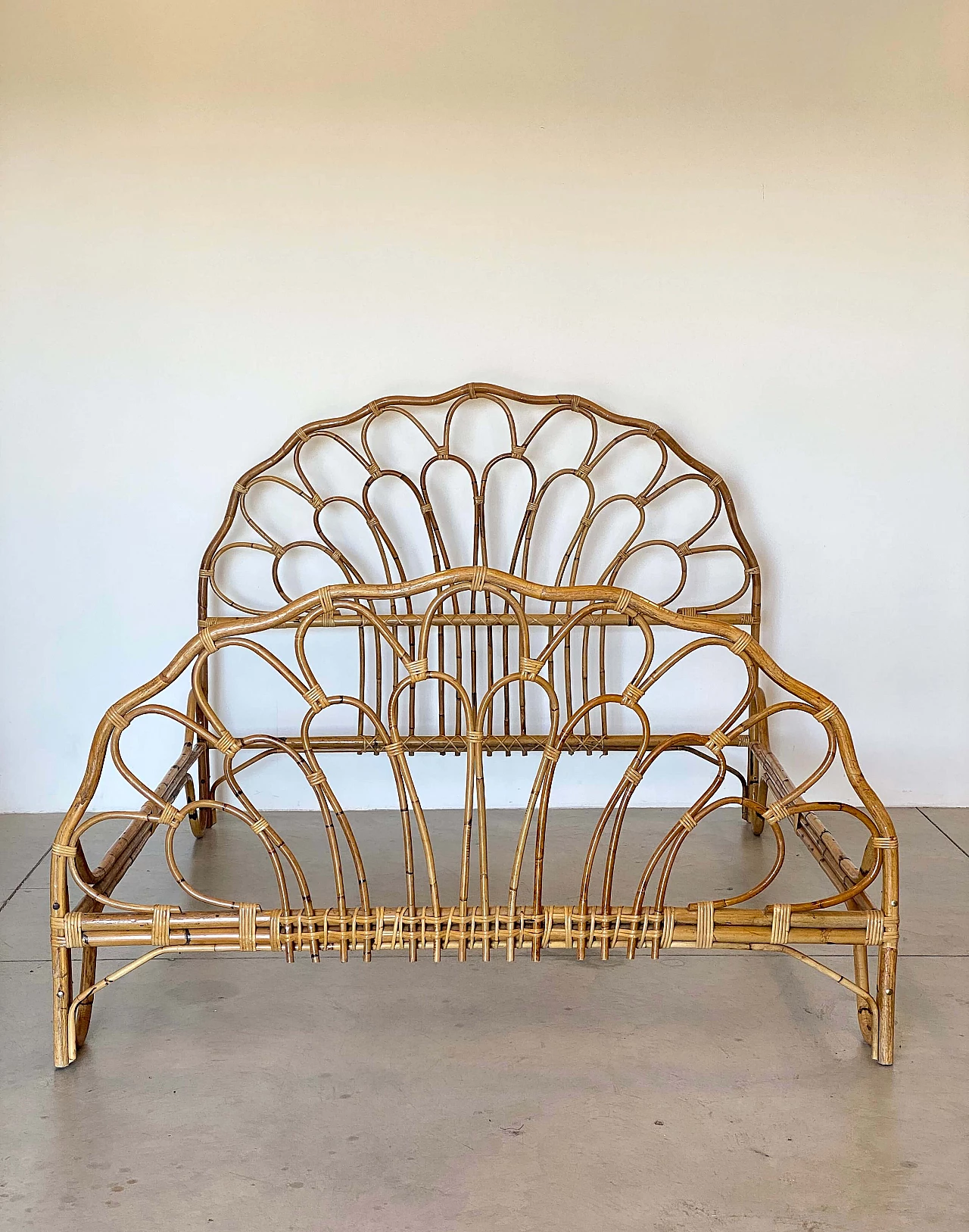 Bamboo double bed, 1970s 2