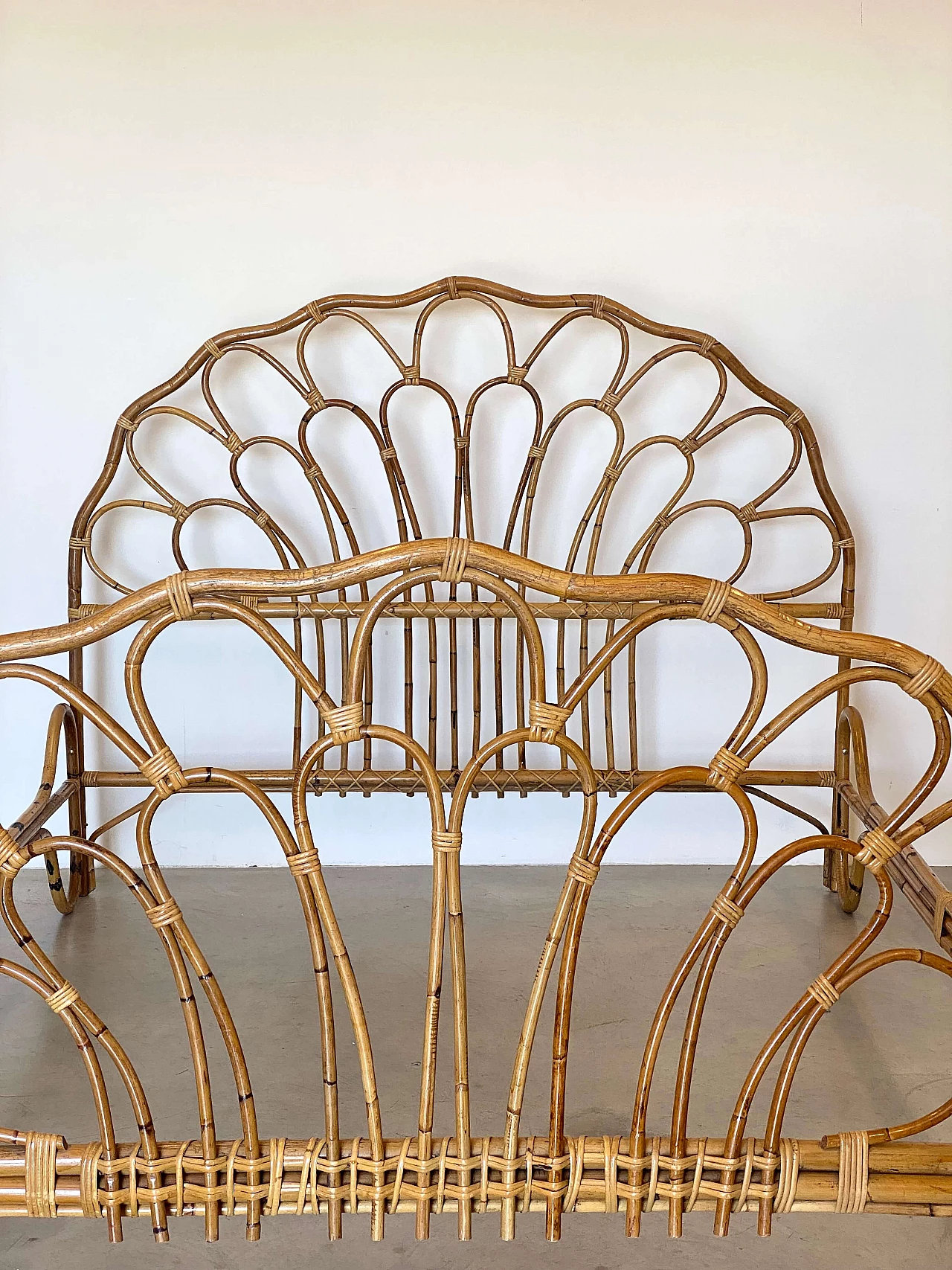 Bamboo double bed, 1970s 4