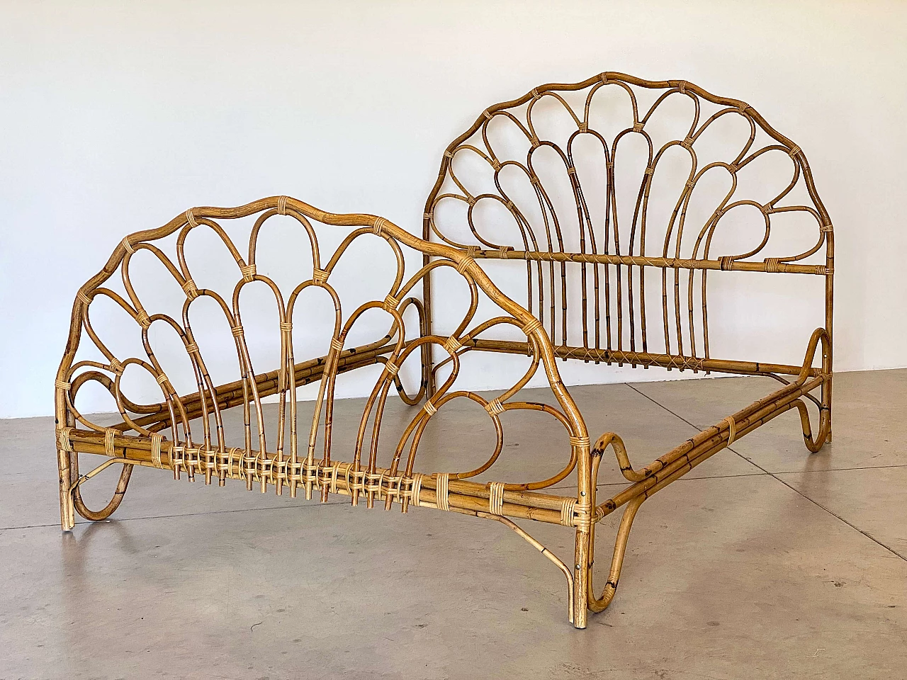 Bamboo double bed, 1970s 5