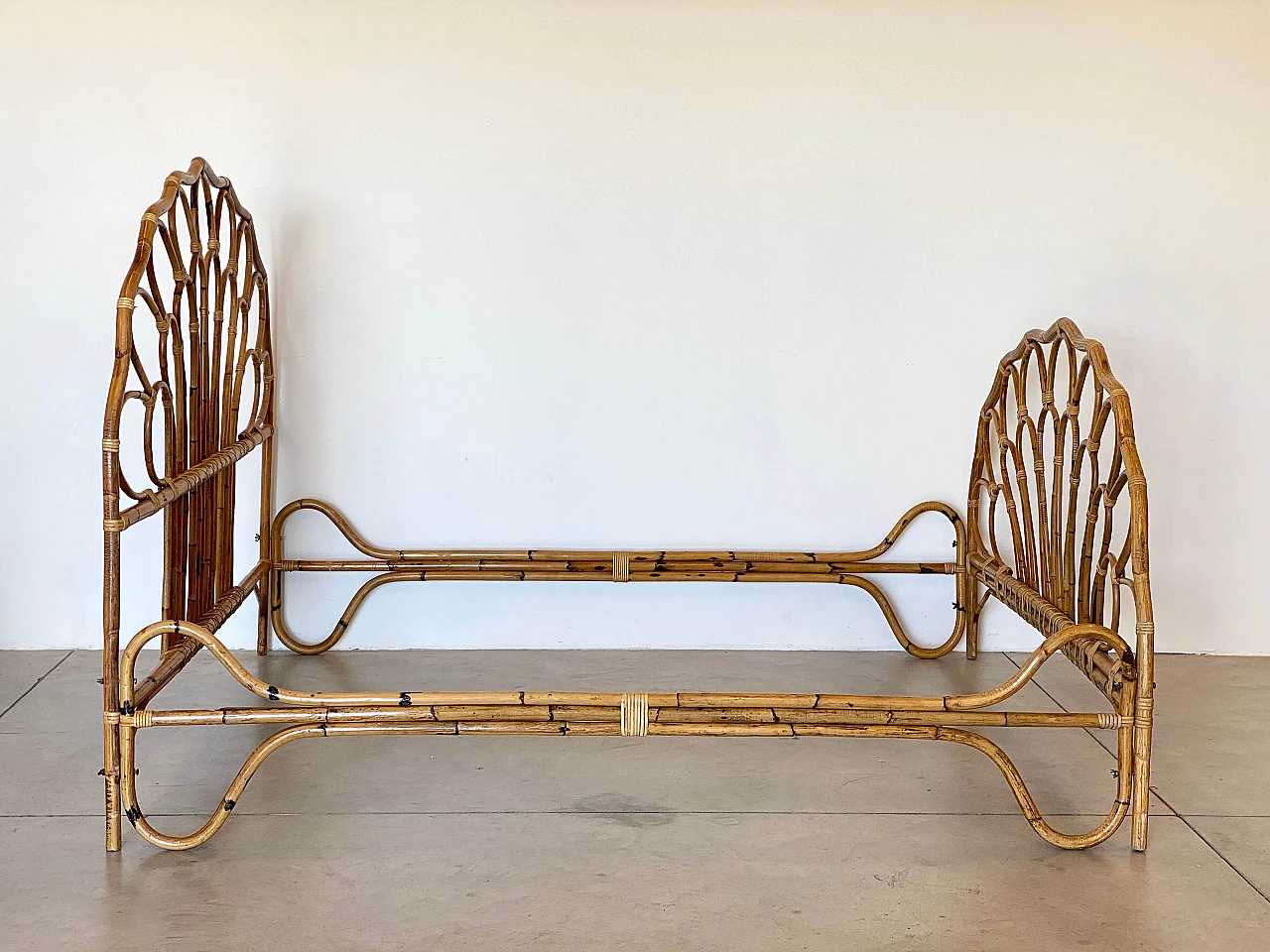 Bamboo double bed, 1970s 7