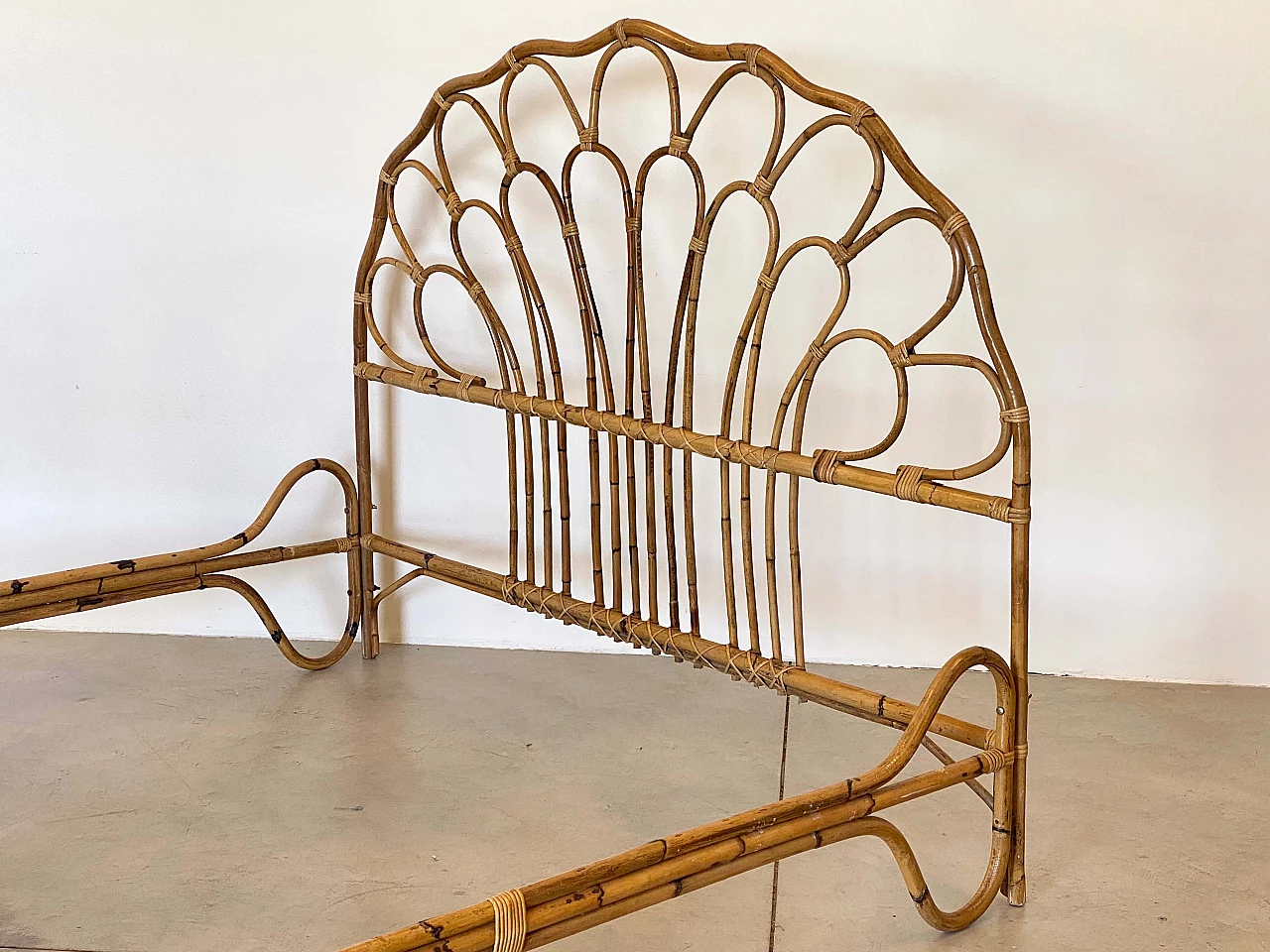 Bamboo double bed, 1970s 9