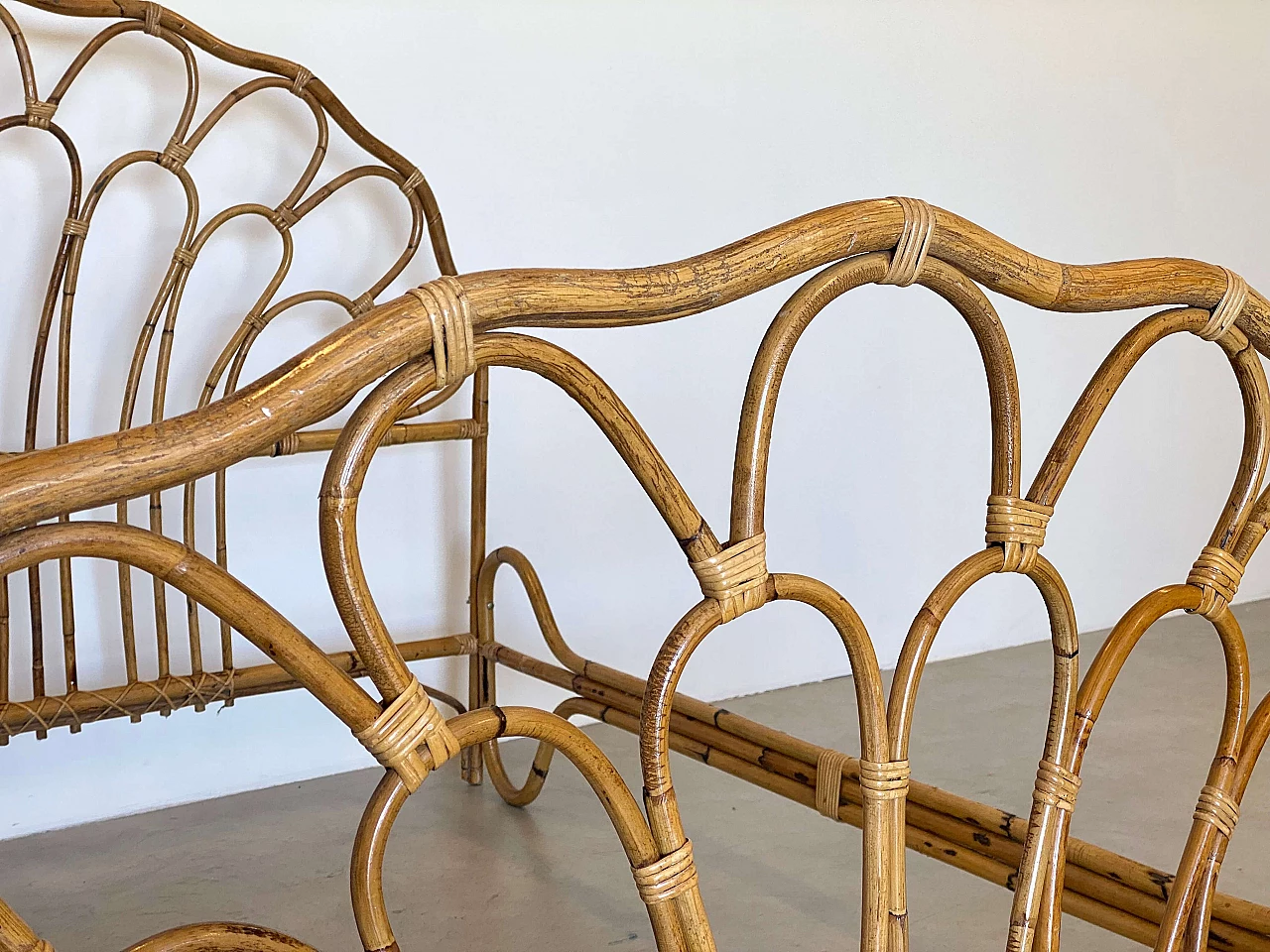 Bamboo double bed, 1970s 11