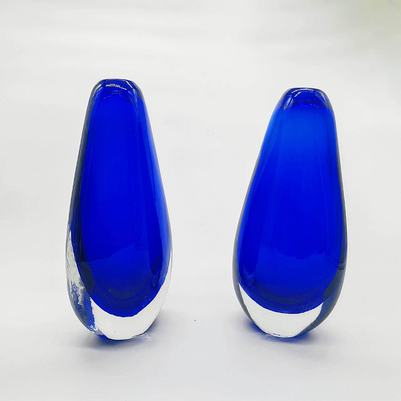 Pair of blue Murano glass vases by Flavio Poli for Seguso, 1960s 5