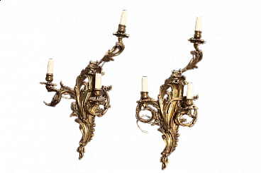 Pair of Louis XVI style bronze wall lights, late 19th century