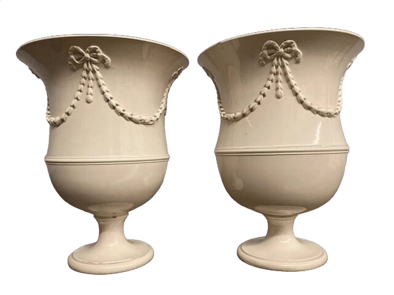 Coppia di vasi Vittoriani in ceramica smaltata, '800 12