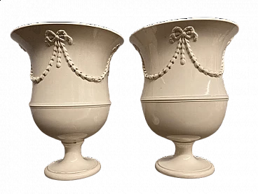 Coppia di vasi Vittoriani in ceramica smaltata, '800