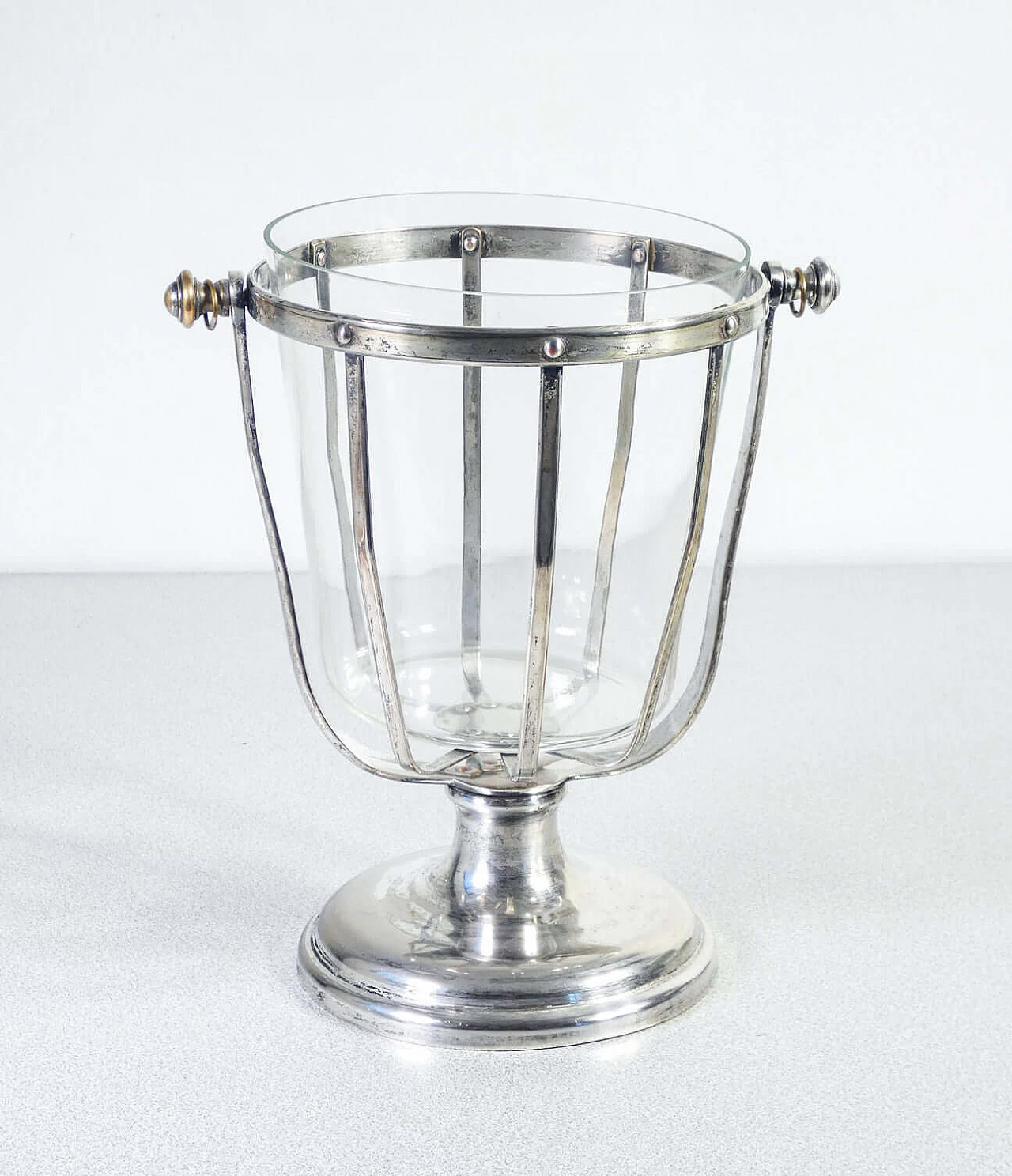 Silver-plated boat bottle holder by Argenterie Garavani, 1950s 1