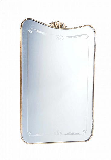 Wall mirror with gilded metal frame by Giò Ponti, 1950s