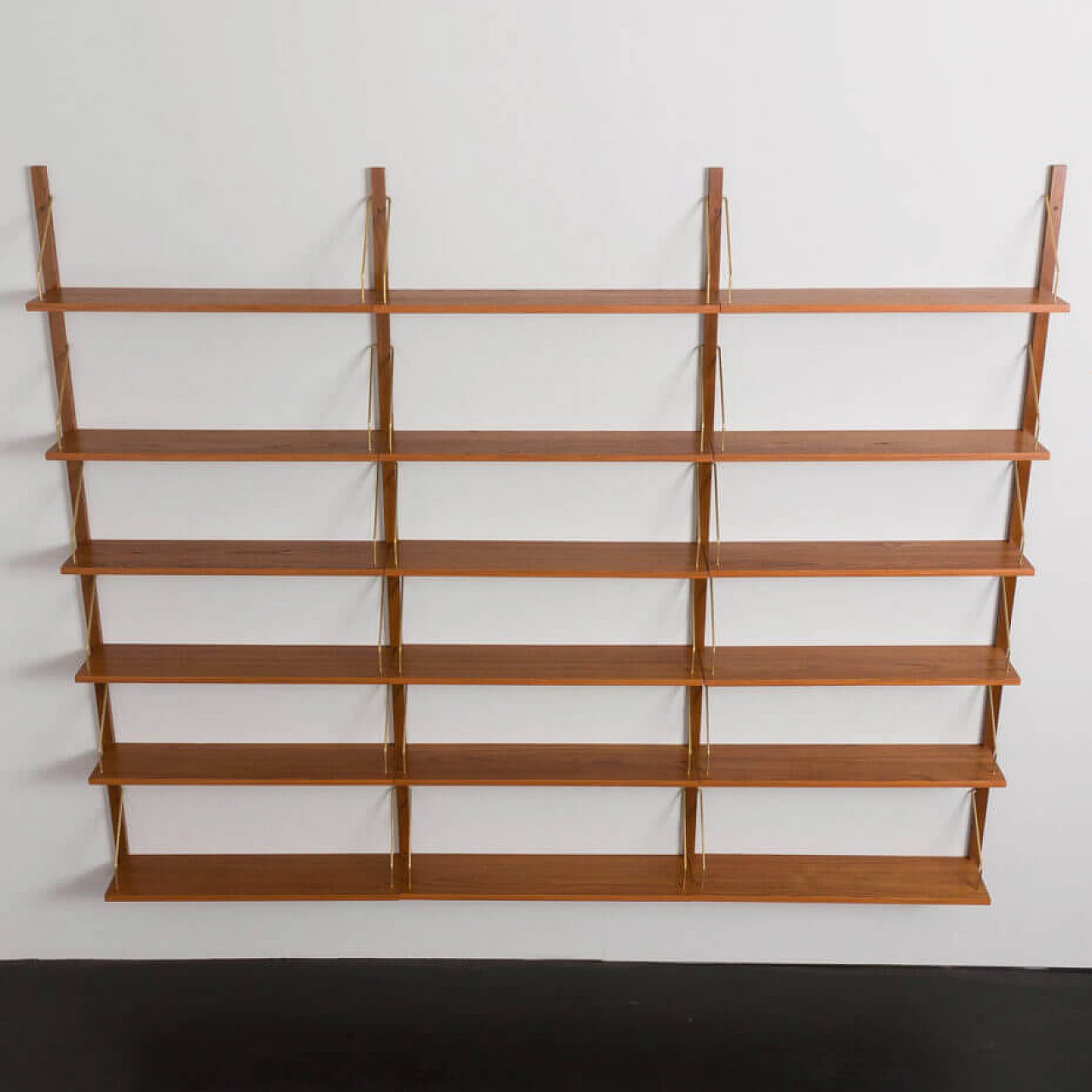 Modular teak 18-shelf  bookcase in the style of Poul Cadovius, 1970s 9