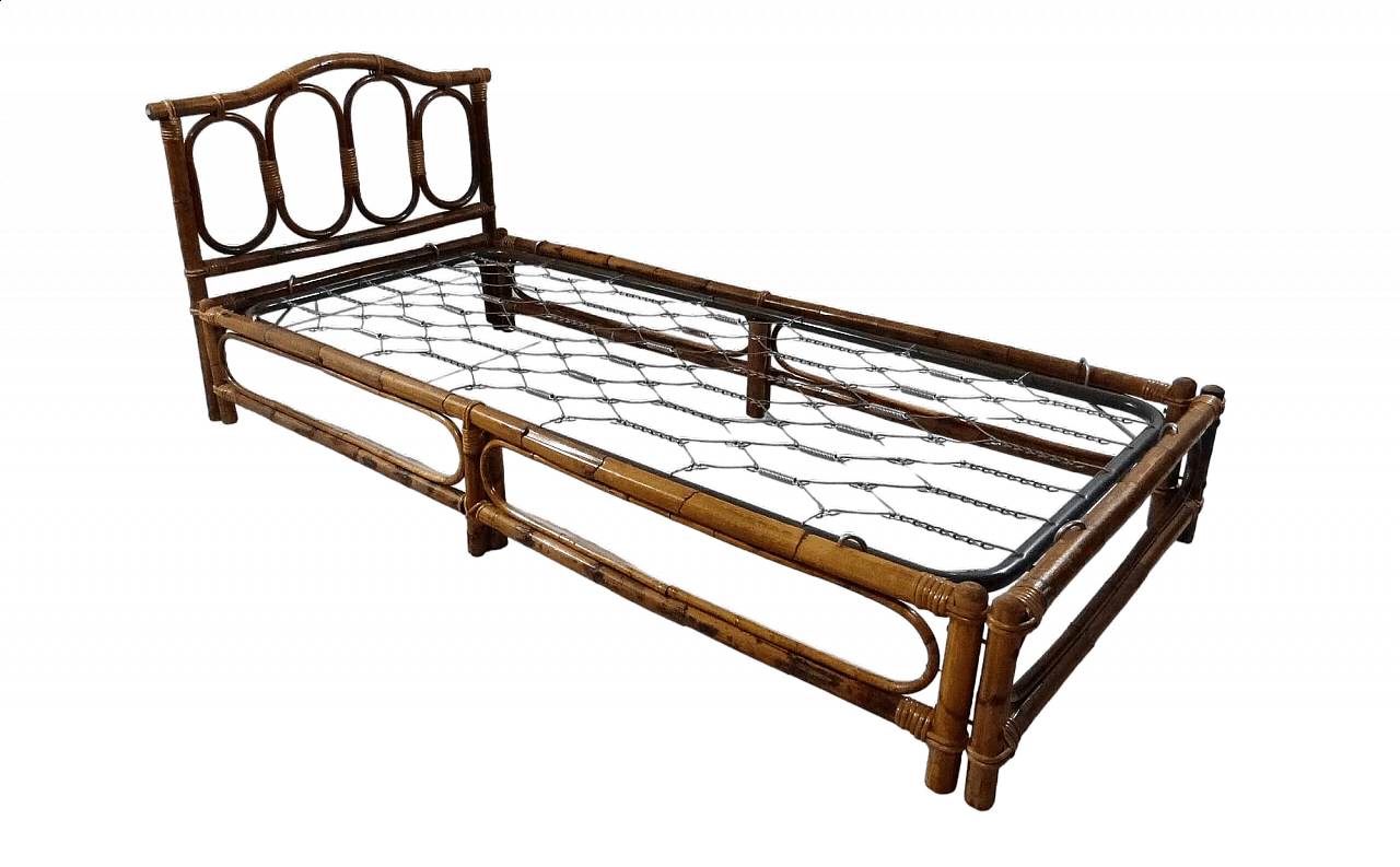 Brown varnished rattan daybed, 1970s 14