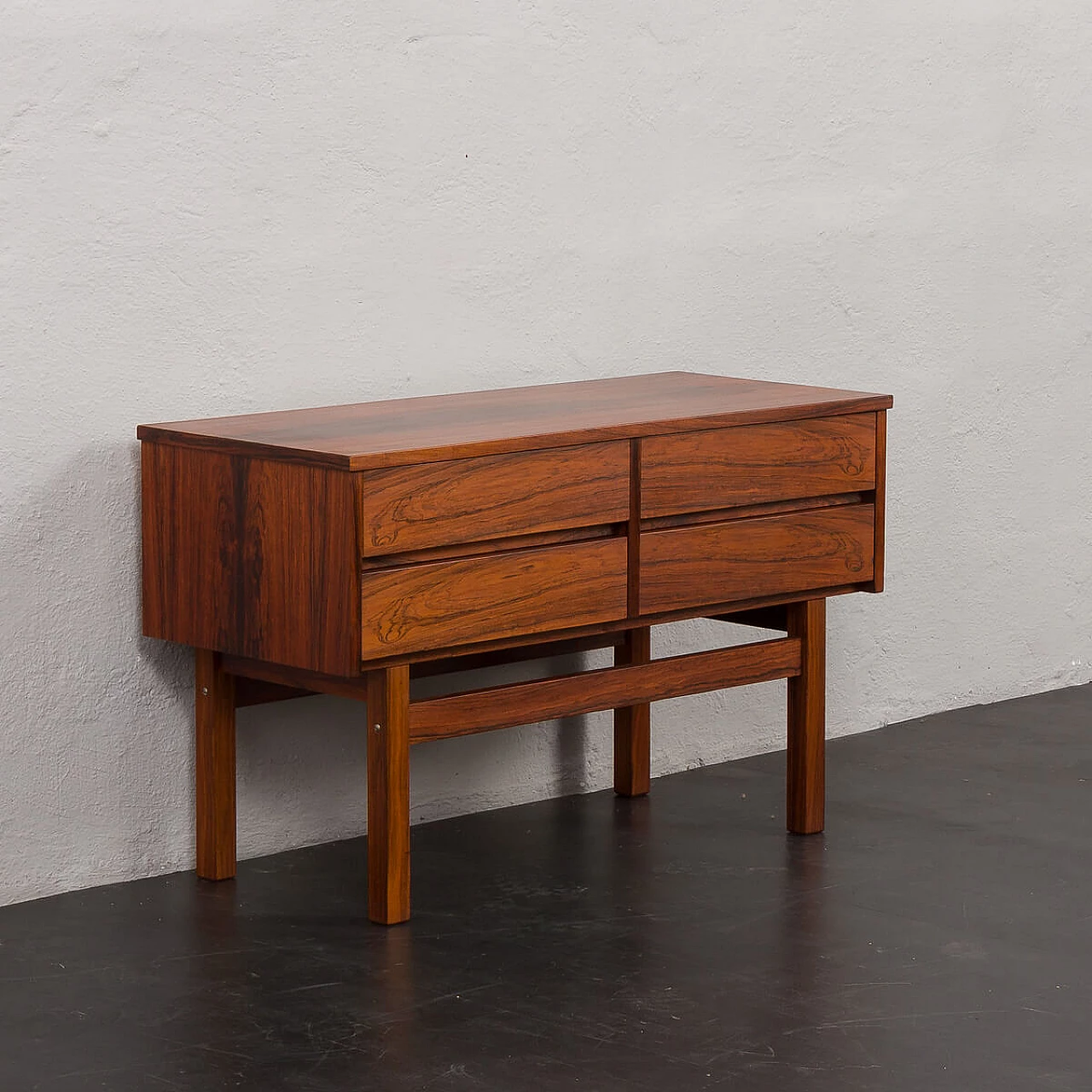Scandinavian rosewood console table with four drawers, 1960s 3