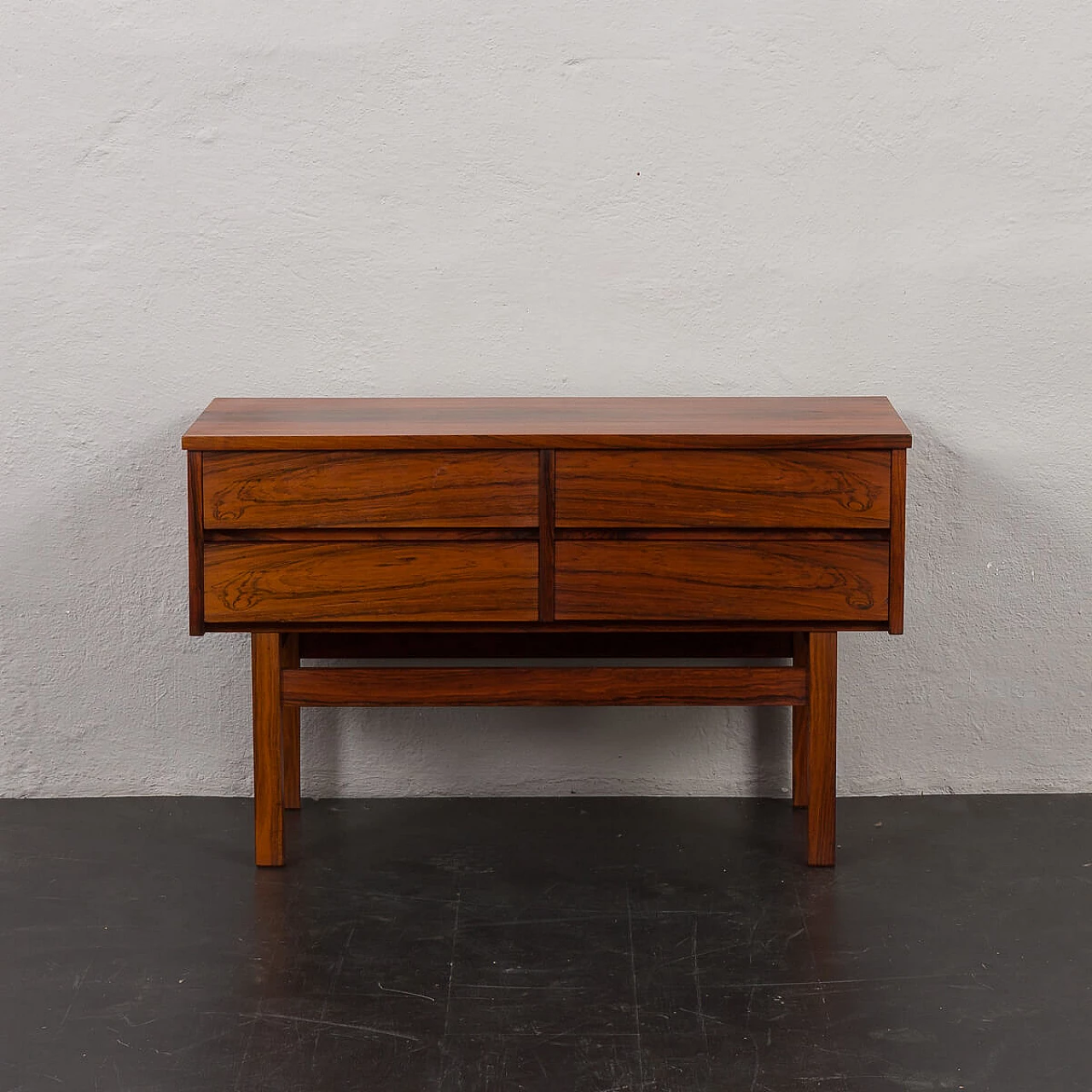 Scandinavian rosewood console table with four drawers, 1960s 6
