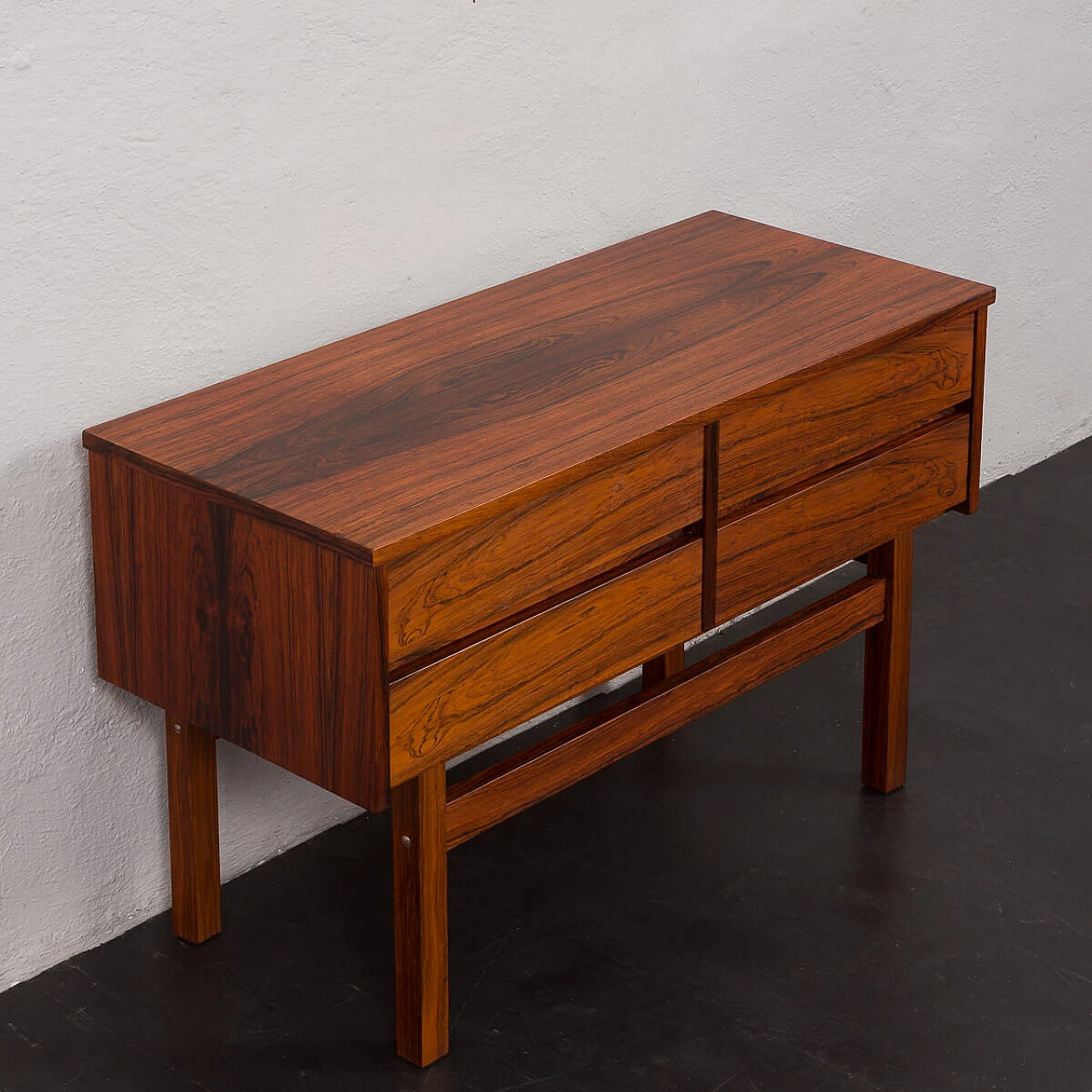 Scandinavian rosewood console table with four drawers, 1960s 7