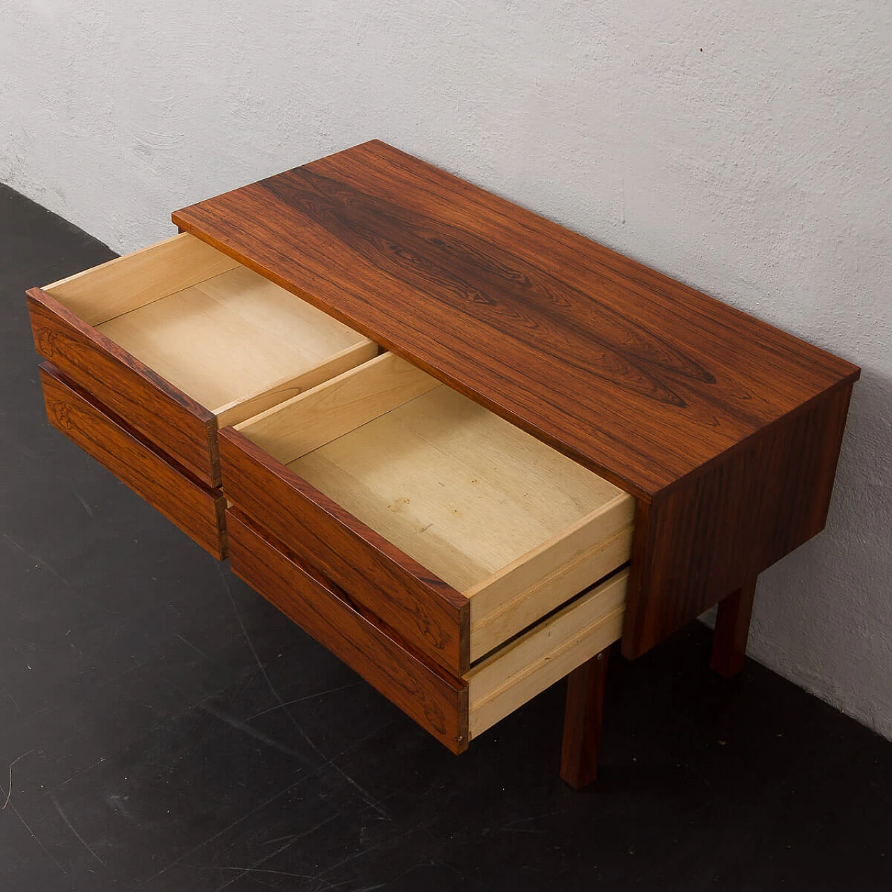 Scandinavian rosewood console table with four drawers, 1960s 8
