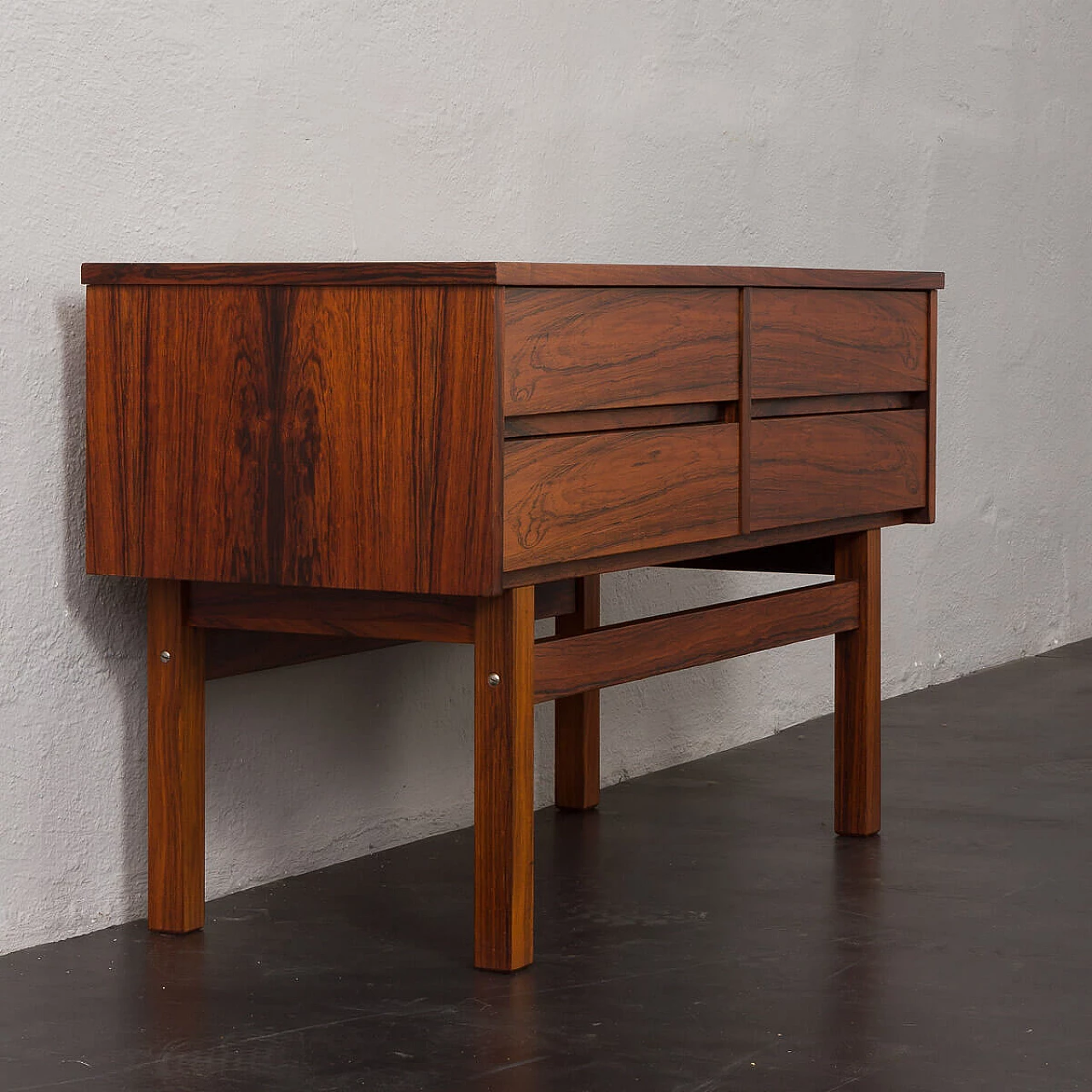 Scandinavian rosewood console table with four drawers, 1960s 9
