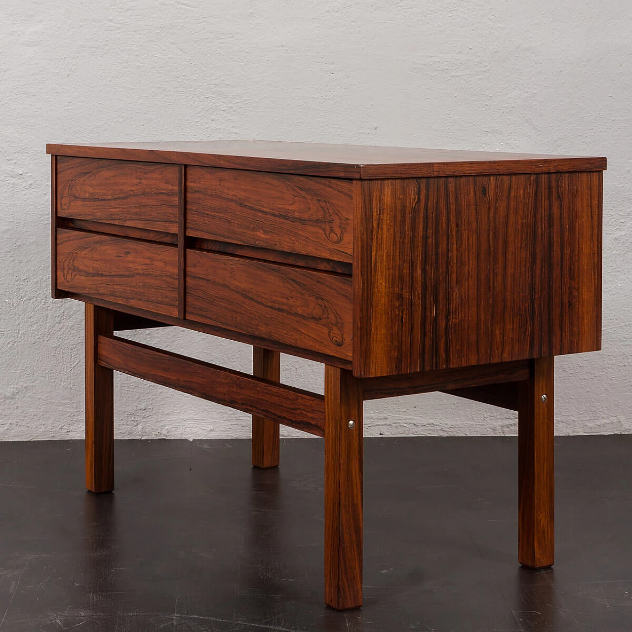 Scandinavian rosewood console table with four drawers, 1960s 15