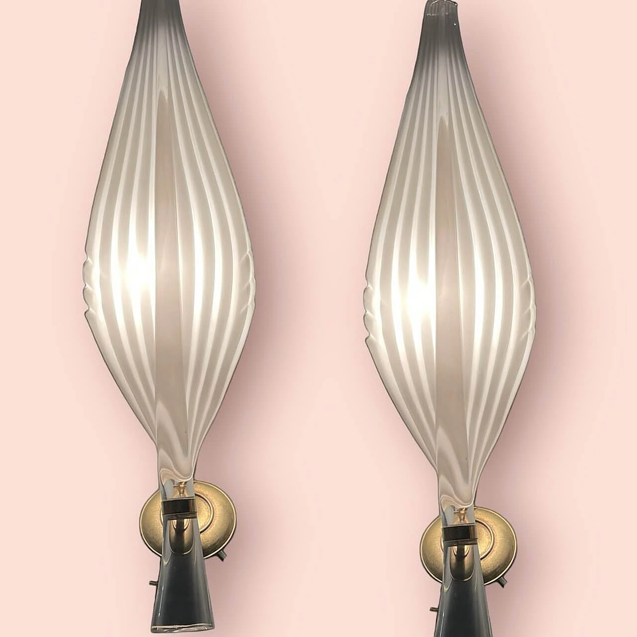 Pair of Murano glass wall lights by Archimede Seguso, 1960s 3