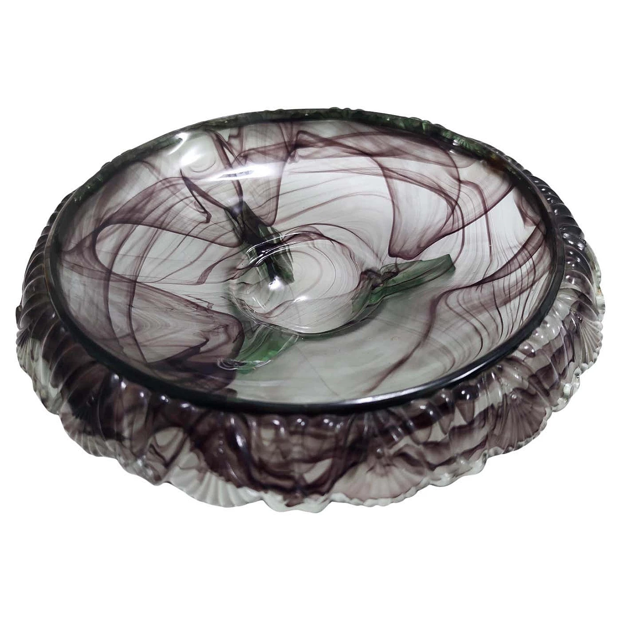 Topaz-Violet Cloud glass bowl by Walther, 1930s 1