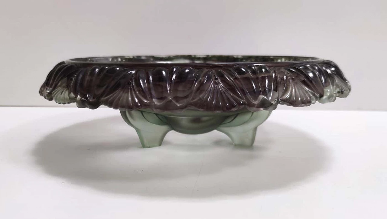 Topaz-Violet Cloud glass bowl by Walther, 1930s 2