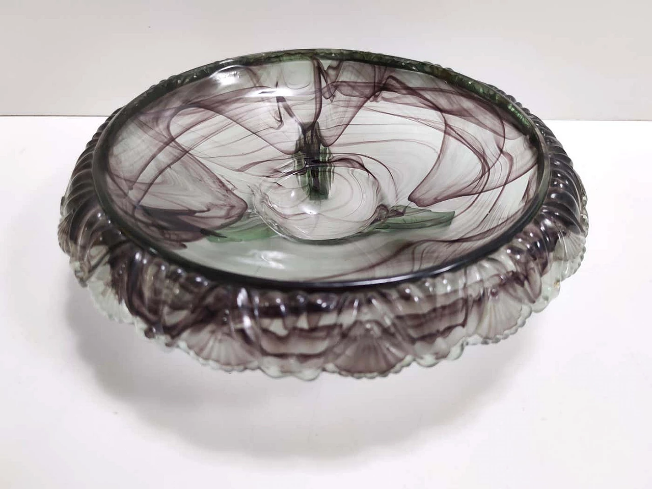 Topaz-Violet Cloud glass bowl by Walther, 1930s 3