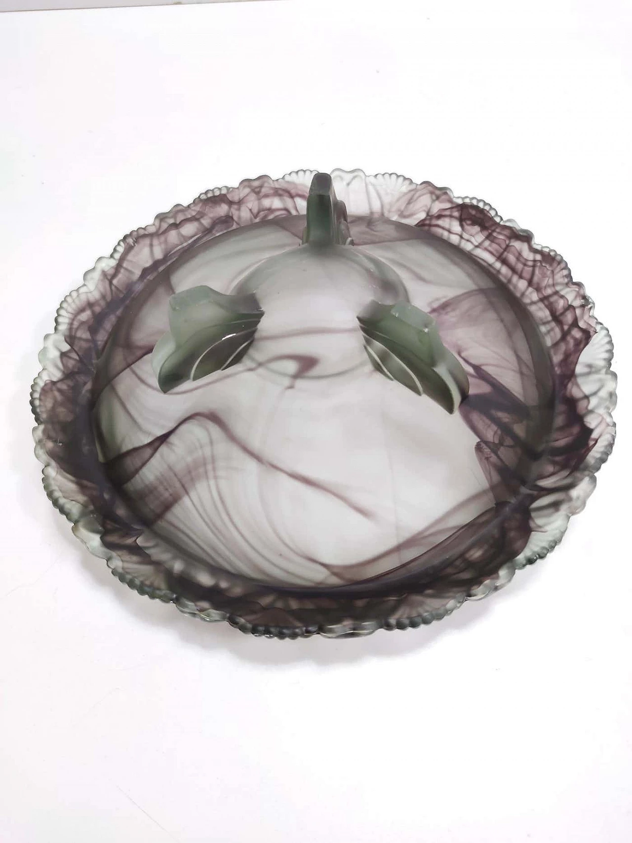 Topaz-Violet Cloud glass bowl by Walther, 1930s 6