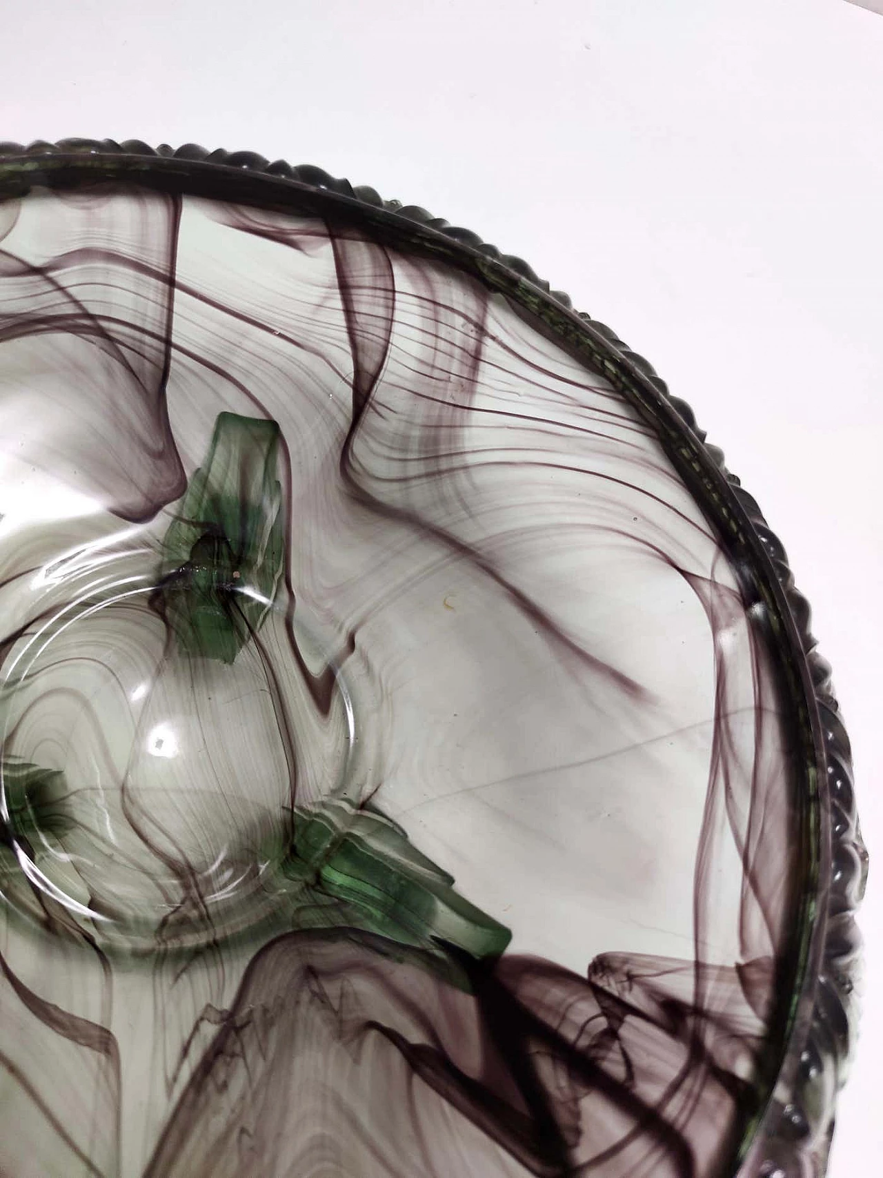 Topaz-Violet Cloud glass bowl by Walther, 1930s 7