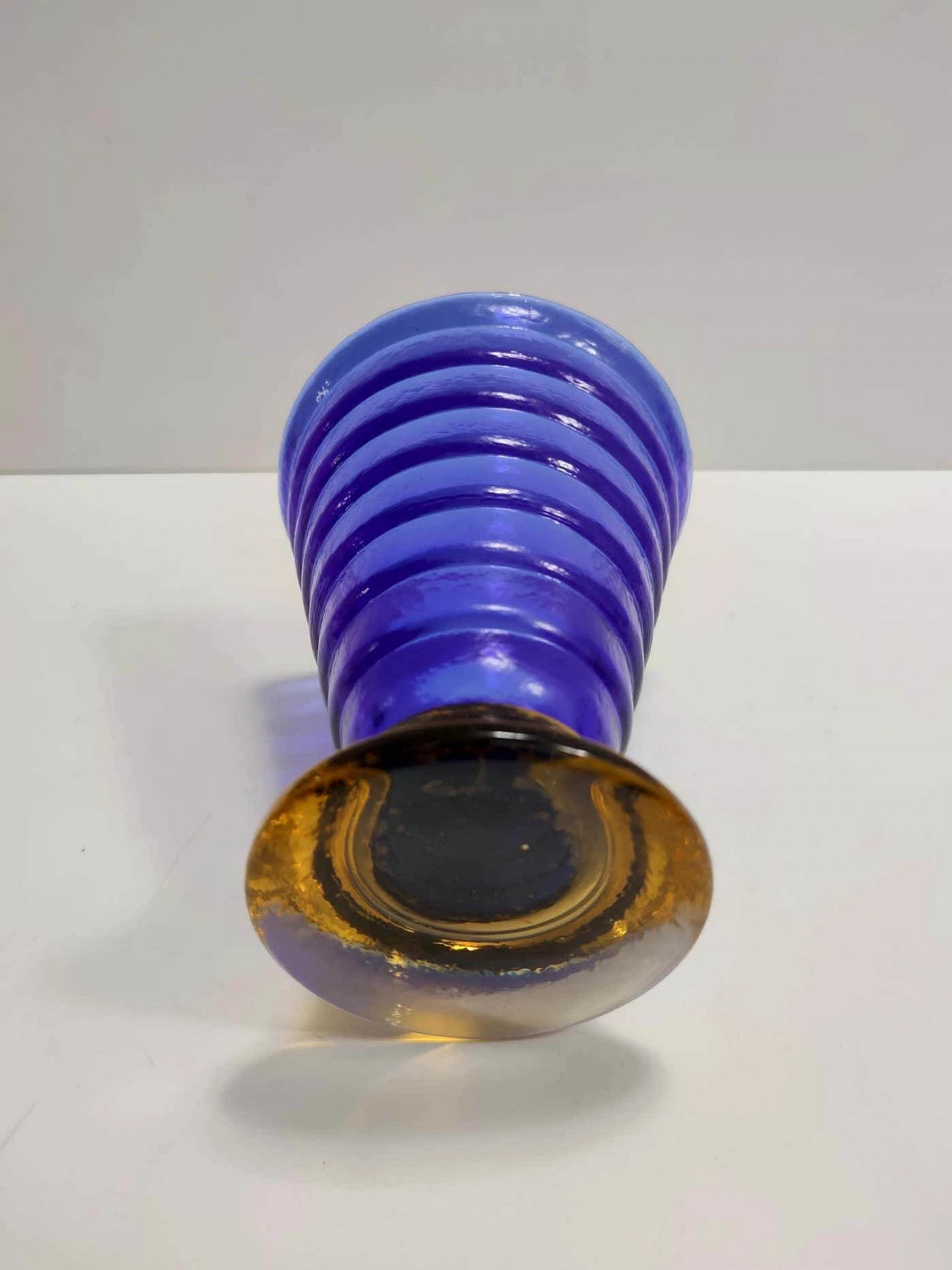 Blue and yellow Murano glass vase by Cá dei Vetrai, 1980s 8