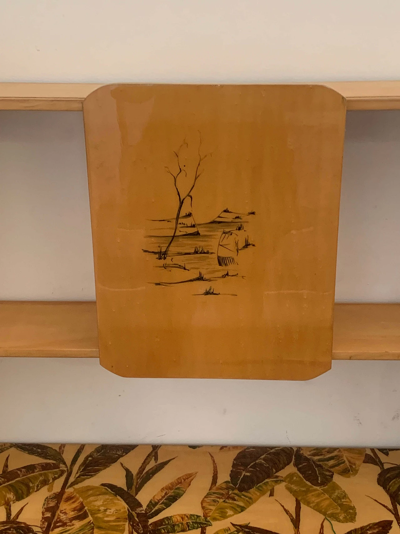 Maple bookcase with chest of drawers decorated with foliage, 1950s 3