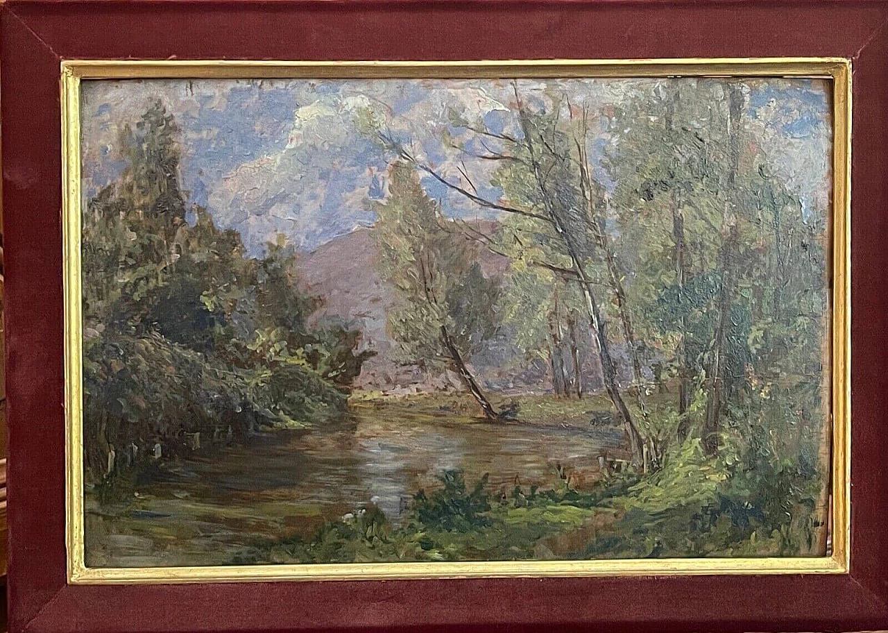 F. Gibelli, Paesaggio, olio su tavola, anni '30 1