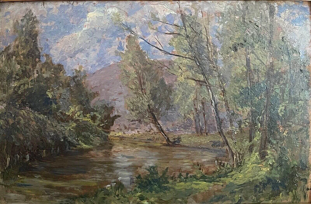 F. Gibelli, Paesaggio, olio su tavola, anni '30 2