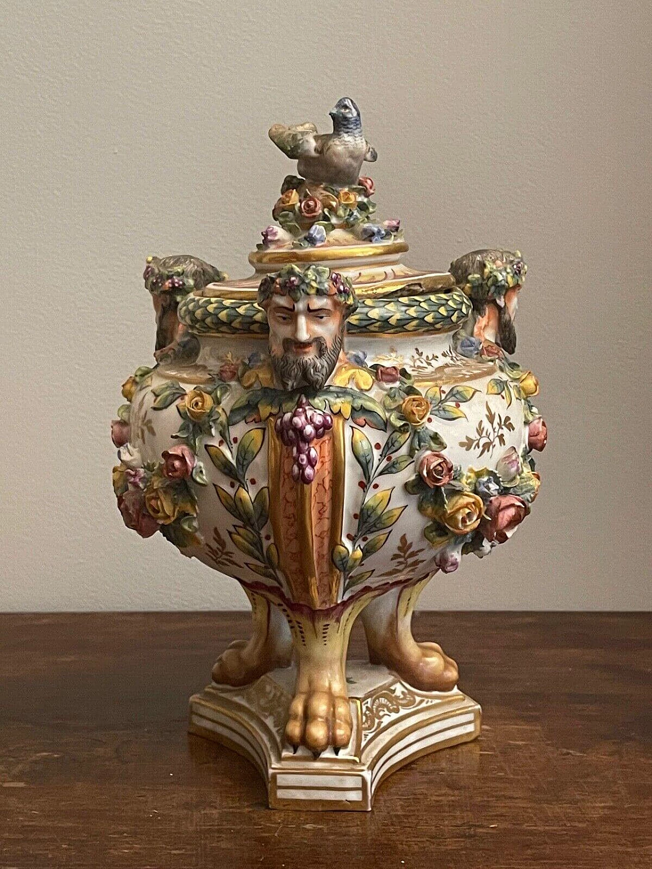 Ceramic potiche with triangular base, 19th century 1