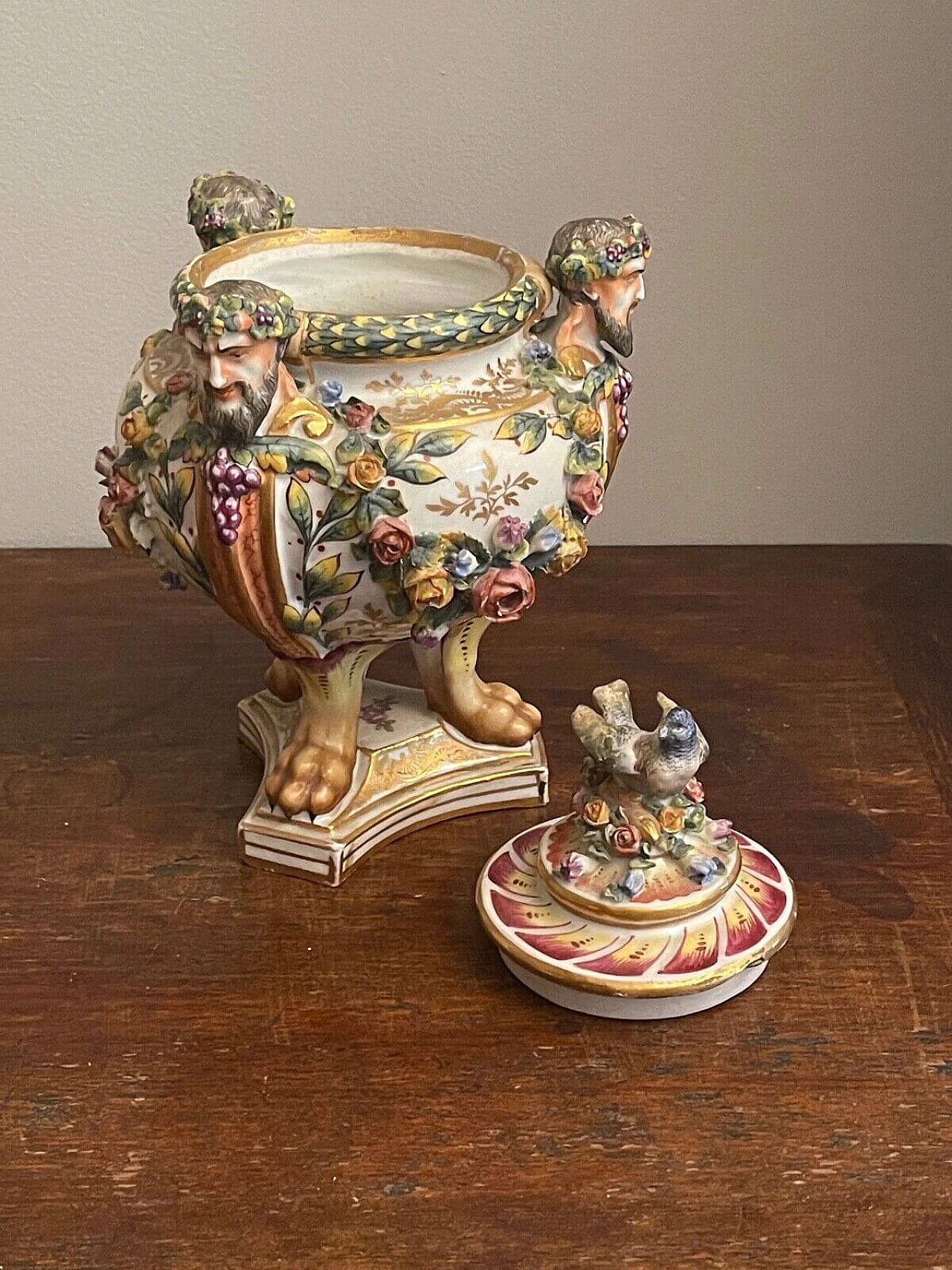 Ceramic potiche with triangular base, 19th century 4