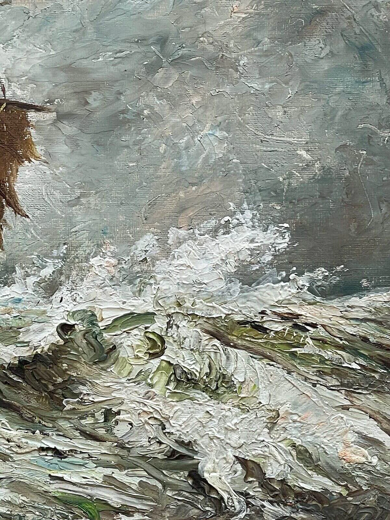 Boat in a storm, oil on panel 4