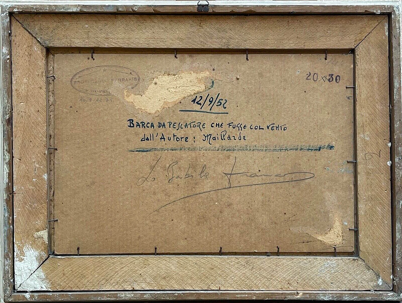 Boat in a storm, oil on panel 6