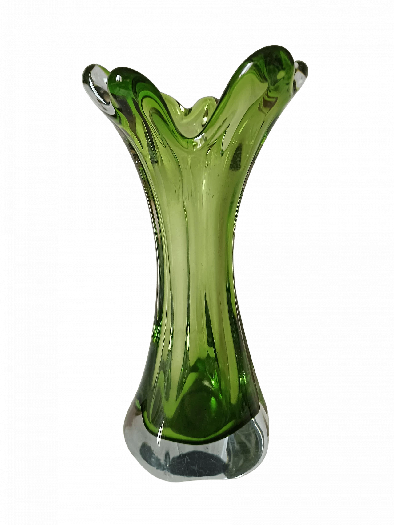 Vaso in vetro di Murano sommerso verde, anni '70 12