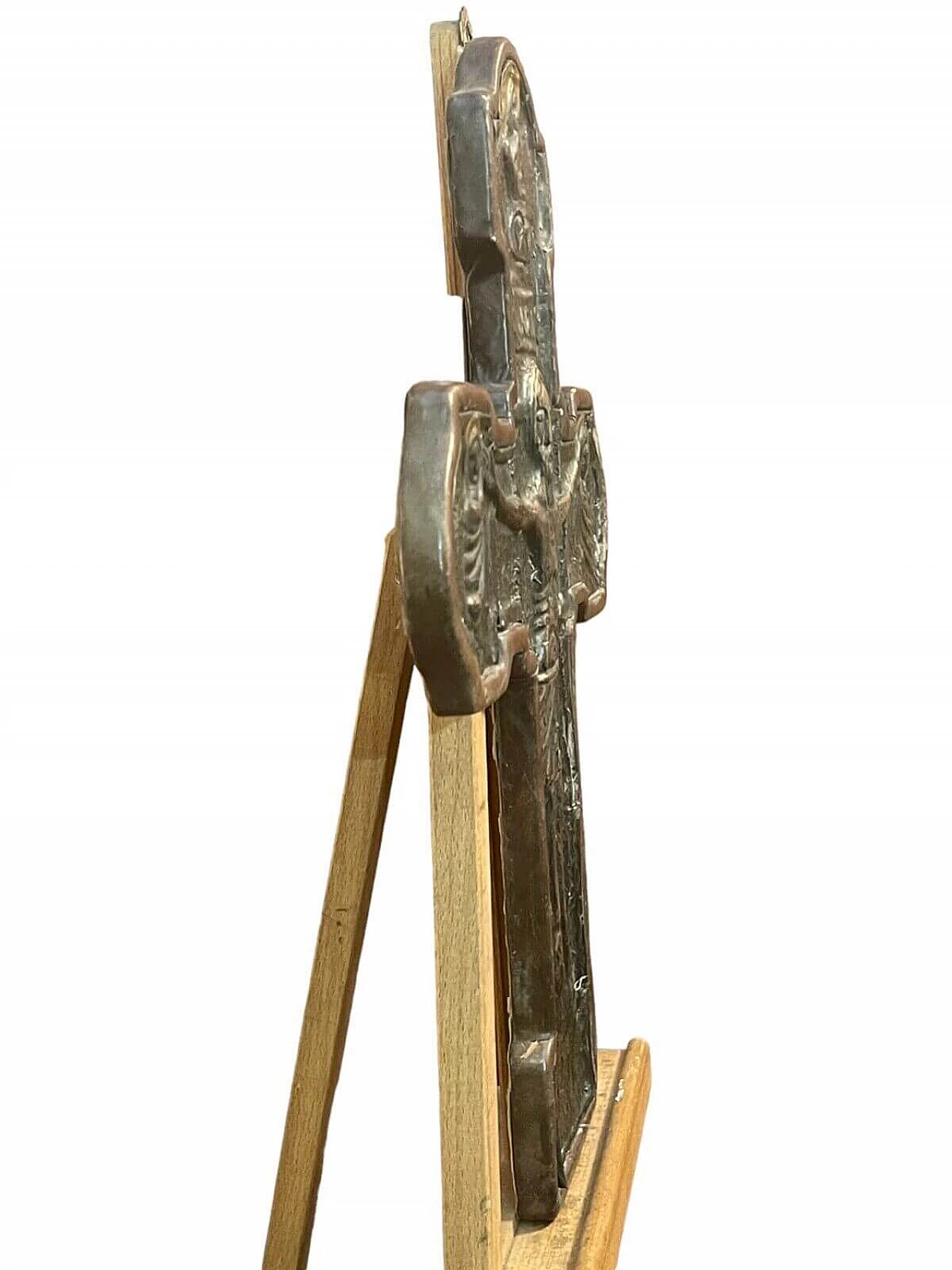 Crocifisso in rame sbalzato in stile bizantino, '800 5