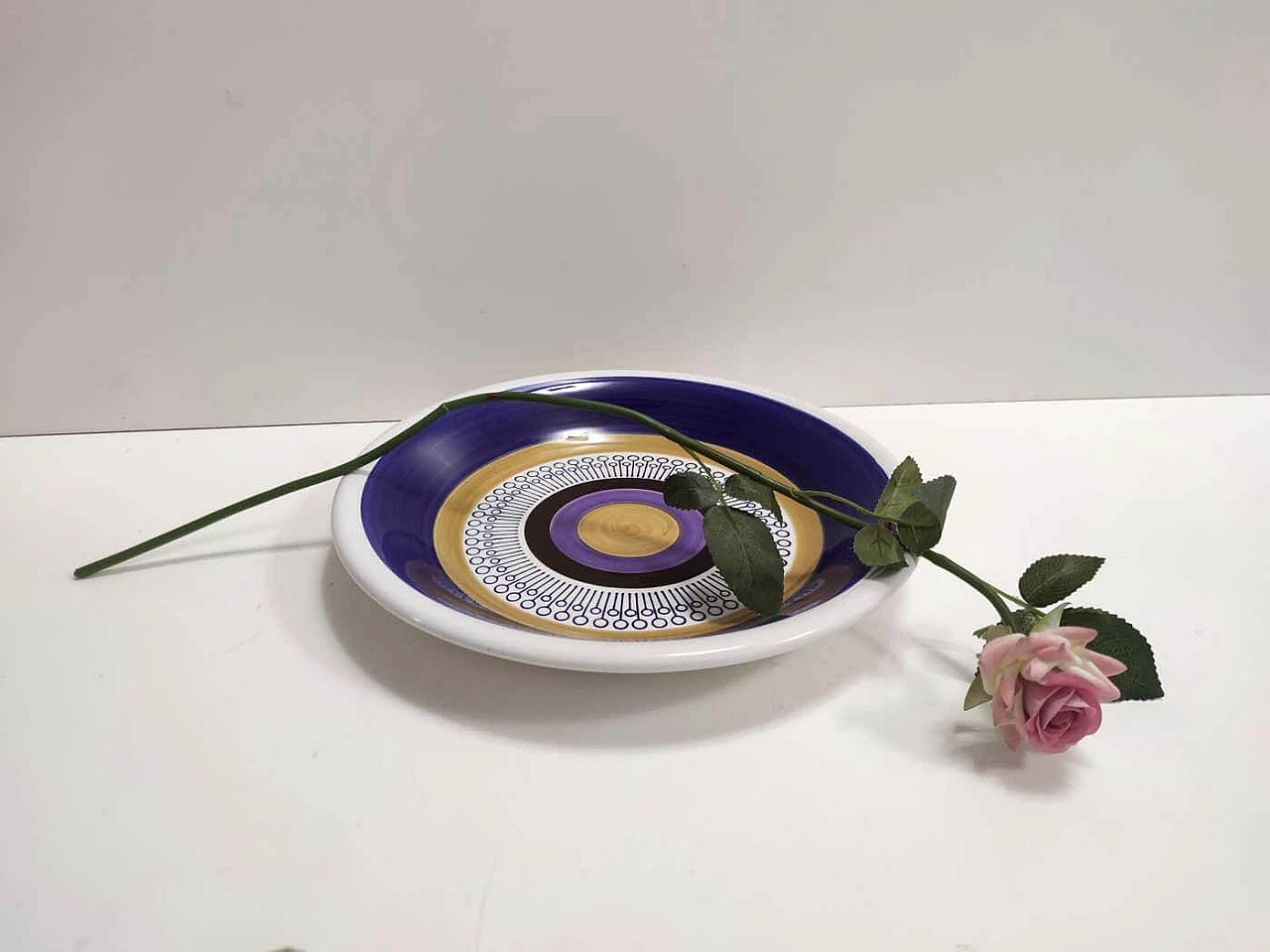 Lacquered ceramic dessert plate by Antonia Campi for Richard Ginori, 1970s 3
