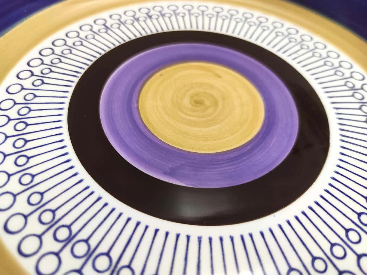 Lacquered ceramic dessert plate by Antonia Campi for Richard Ginori, 1970s 6