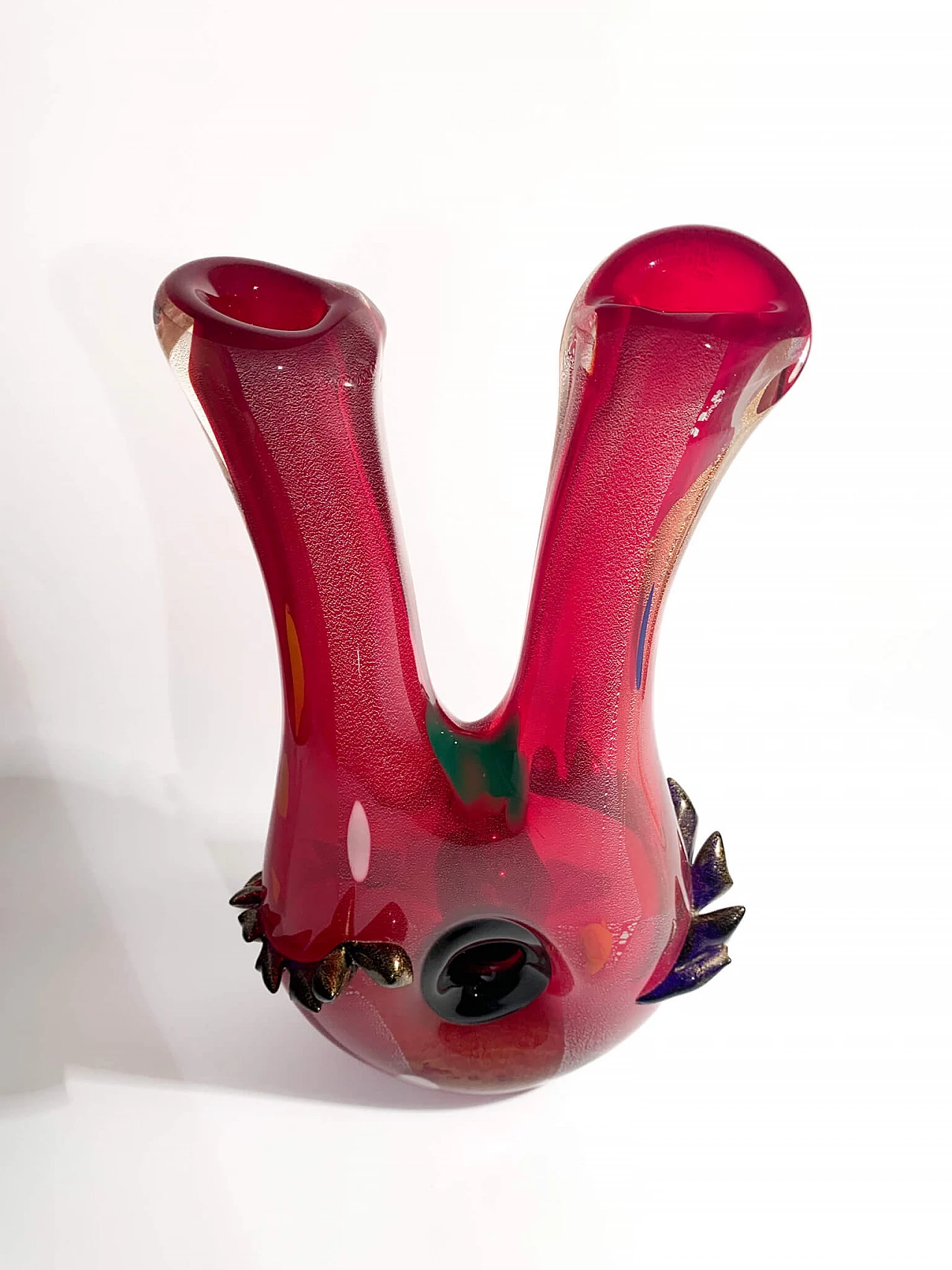 Vaso in vetro di Murano rosso e multicolore nello stile di Dino Martens, anni '50 9