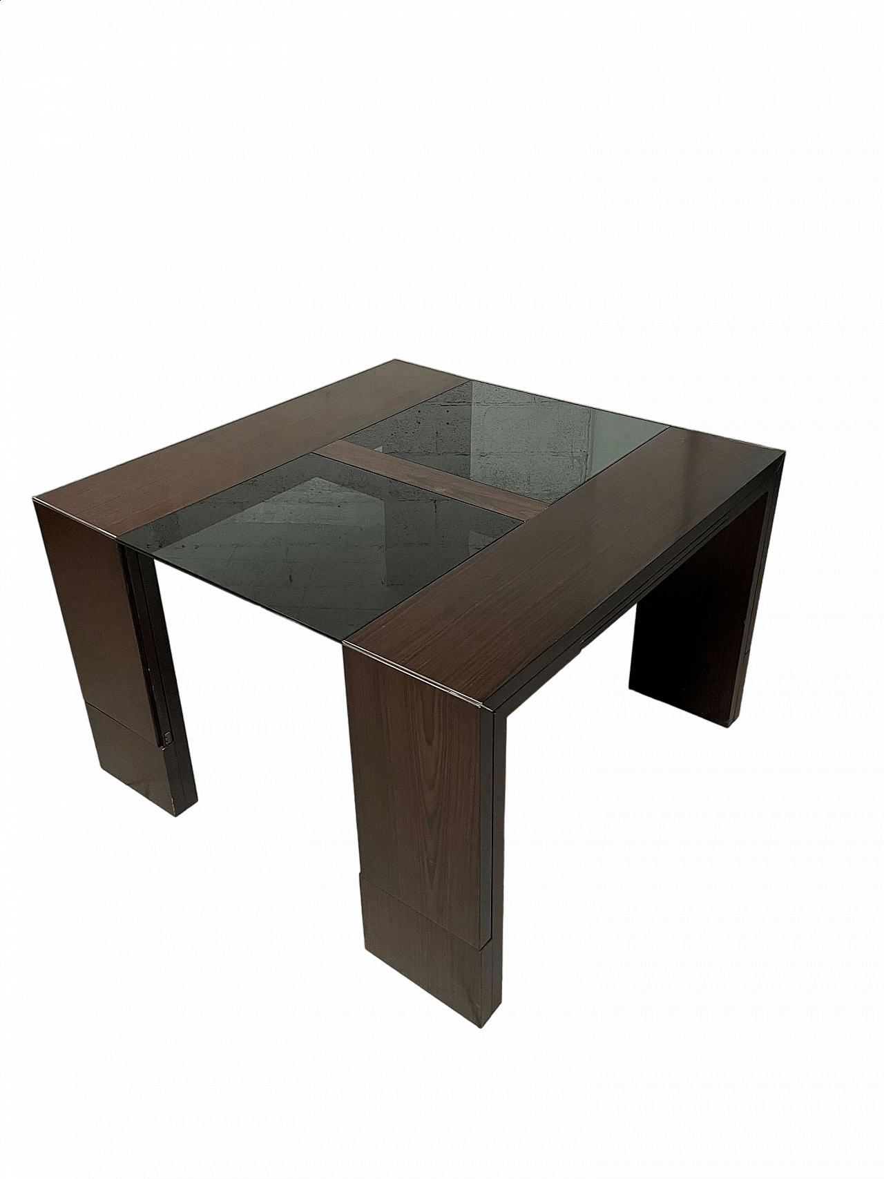 Rosewood and crystal extendable table, 1970s 21