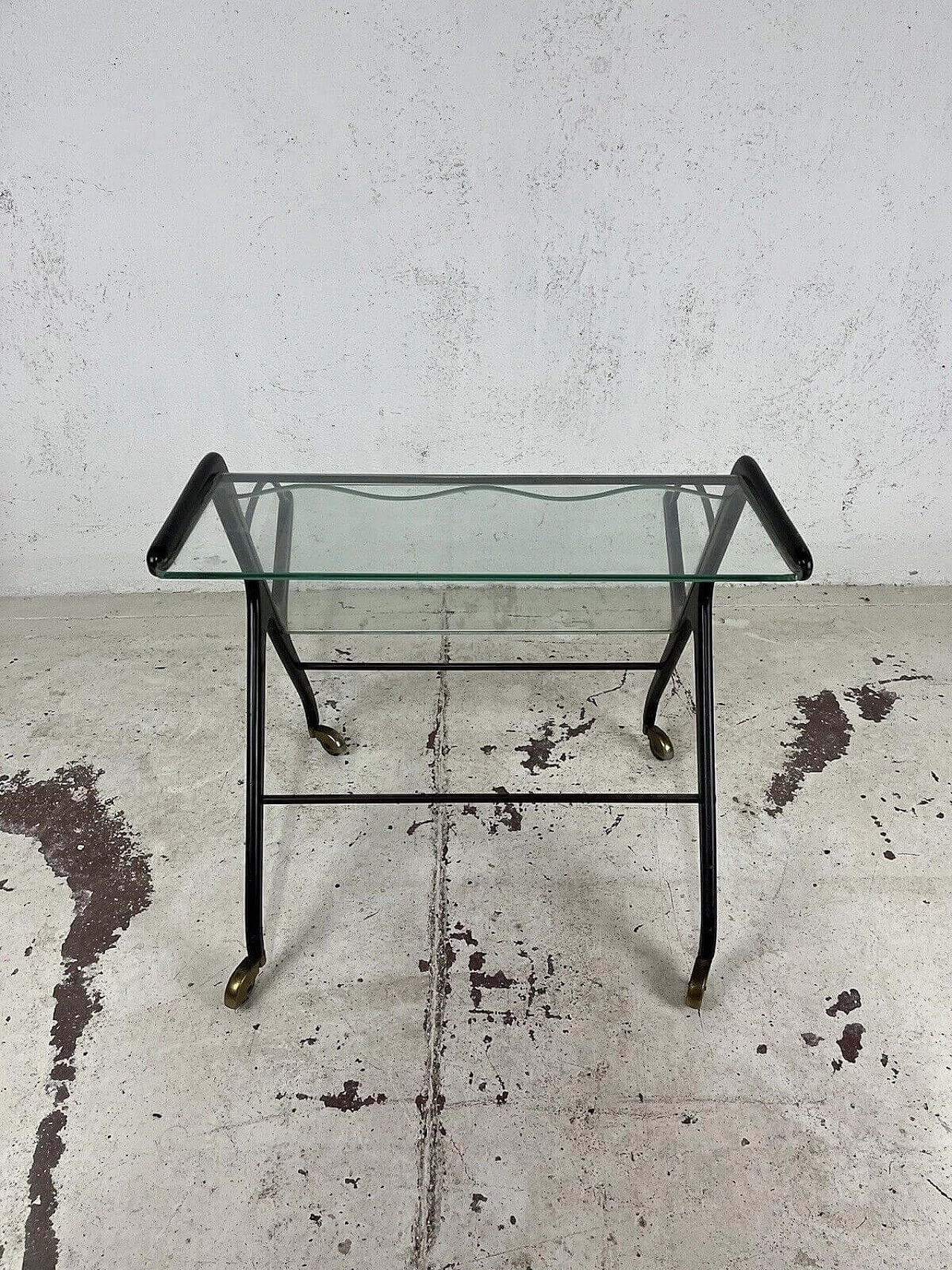 Wood, glass and brass magazine rack by Ico Parisi for De Baggis, 1950s 17