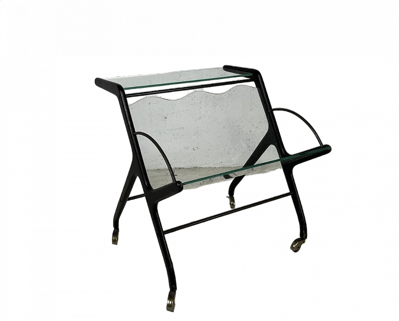 Wood, glass and brass magazine rack by Ico Parisi for De Baggis, 1950s 18