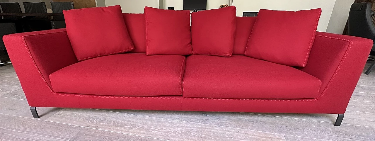 RAY 235 three-seater sofa in red Maxalto wool by Antonio Citterio for B&B Italia 1