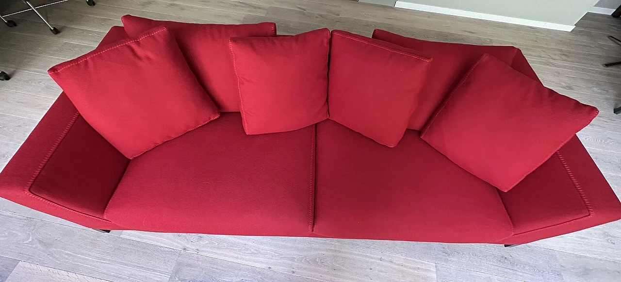 RAY 235 three-seater sofa in red Maxalto wool by Antonio Citterio for B&B Italia 2