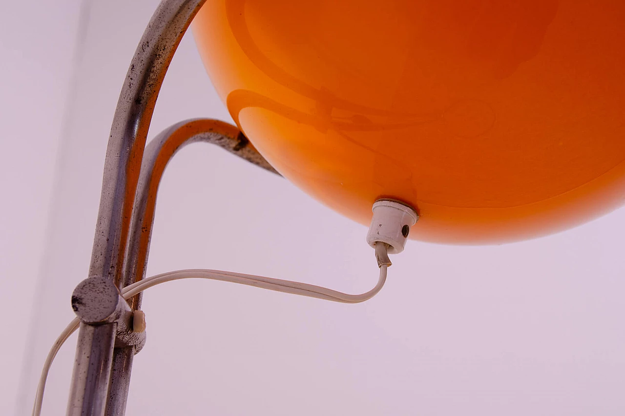 Chromed metal and orange glass floor lamp by Tibor Hazi, 1970s 11