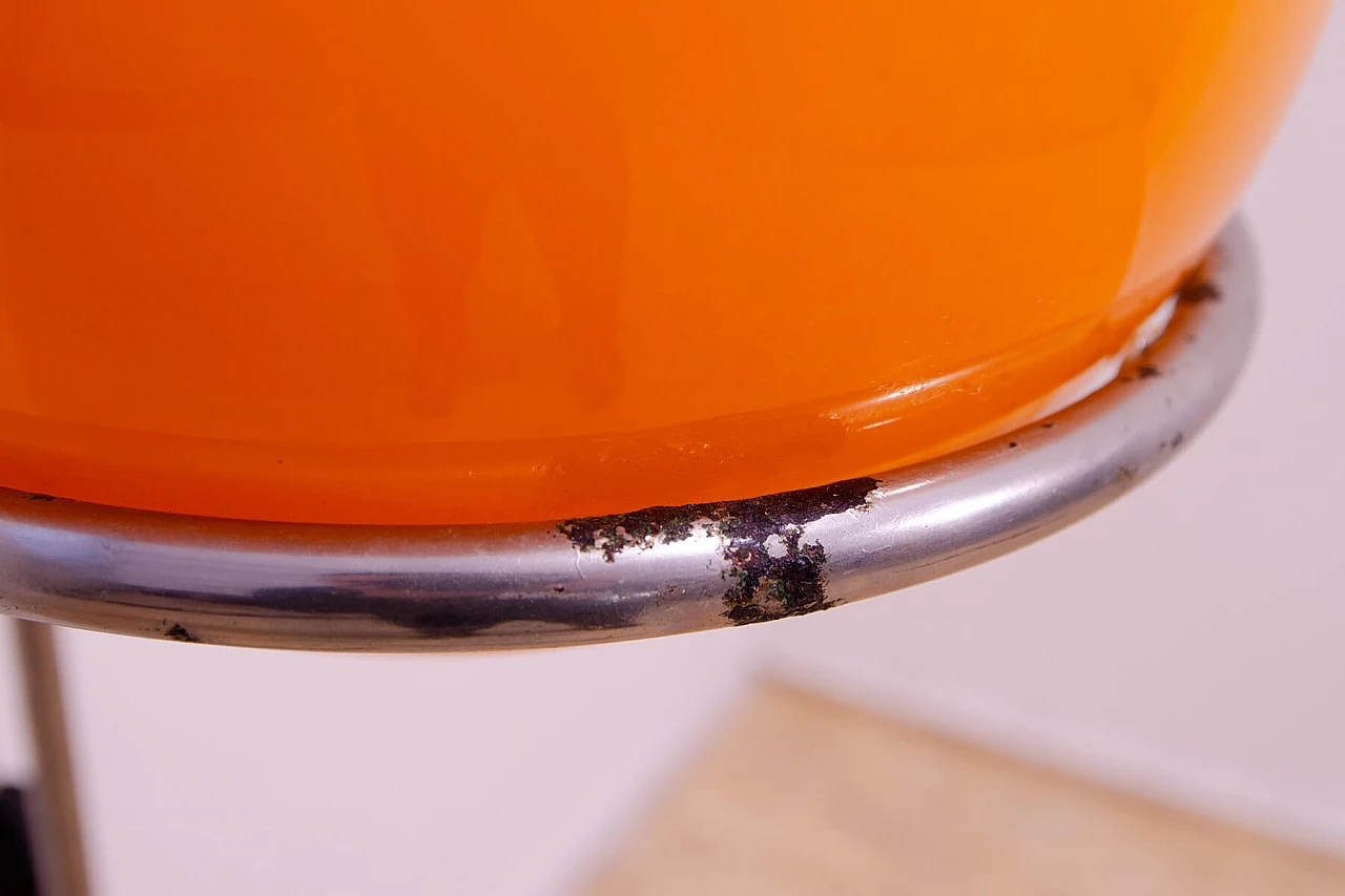 Chromed metal and orange glass floor lamp by Tibor Hazi, 1970s 15