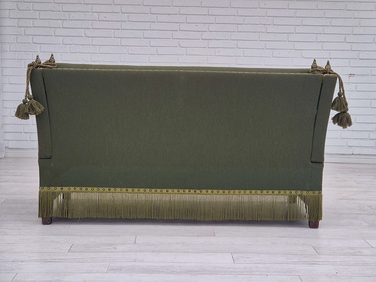 Danish two-seater wool sofa with fold-down armrests, 1970s 7
